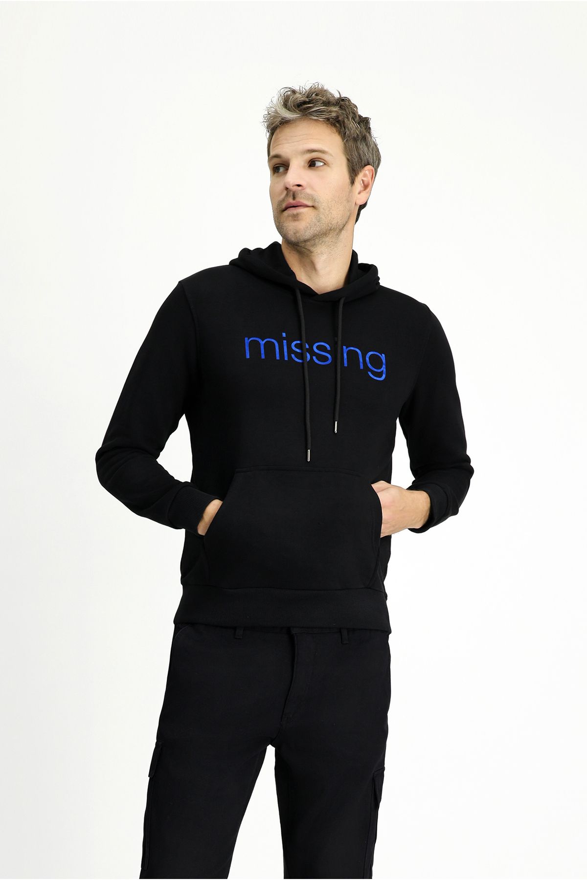 Kiğılı Kapüşonlu Slim Fit Dar Kesim Baskılı Pamuklu Sweatshirt