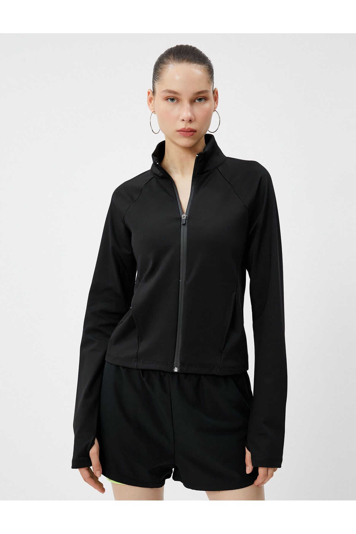 Koton-Running Jacket Zippered Stand-Up Collar Pockets Extra Warm Inner Surface 3