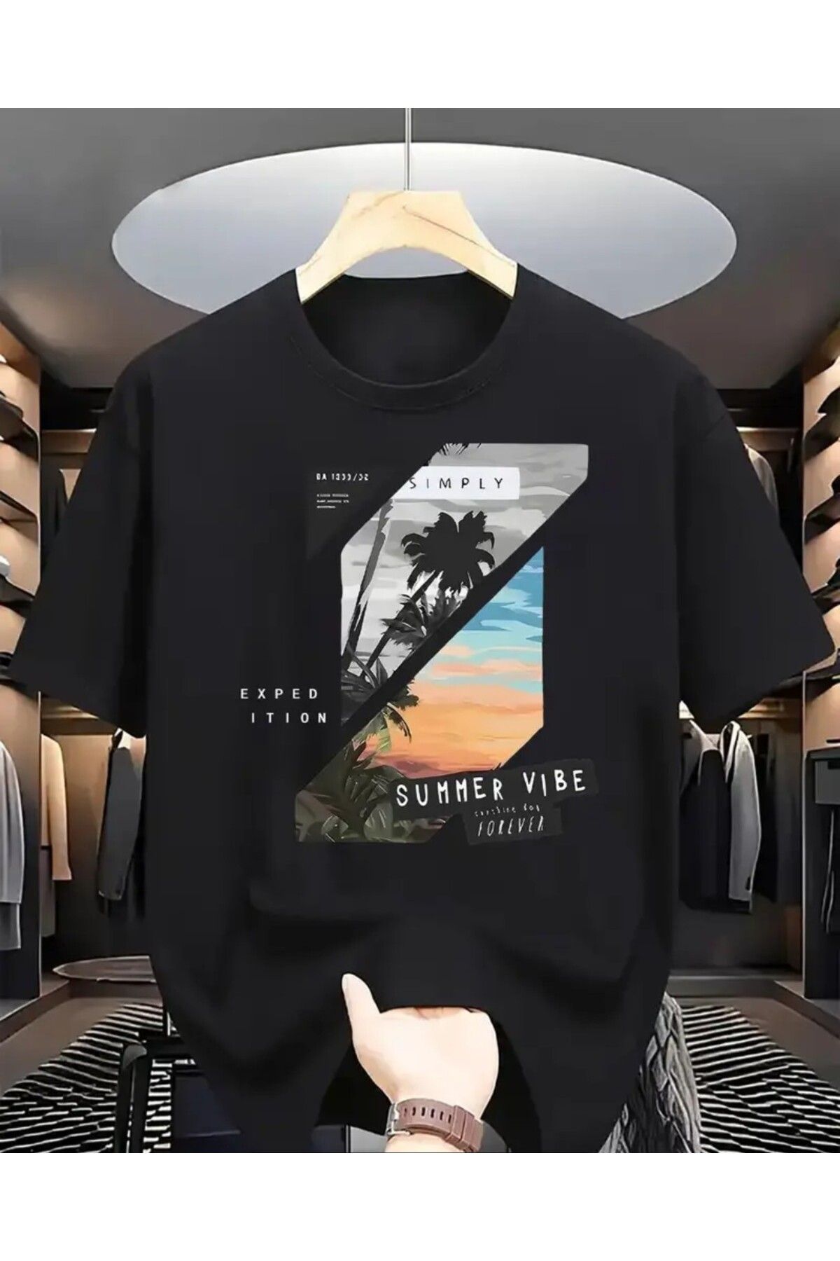 trend selection Summer Vibe Baskılı, Oversize, Bisiklet Yaka Unisex T-shirt