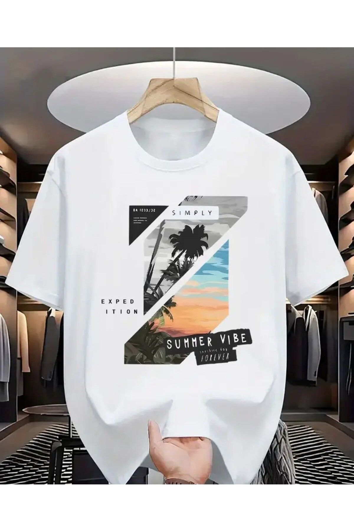 trend selection Summer Vibe Baskılı, Oversize, Bisiklet Yaka Unisex T-shirt