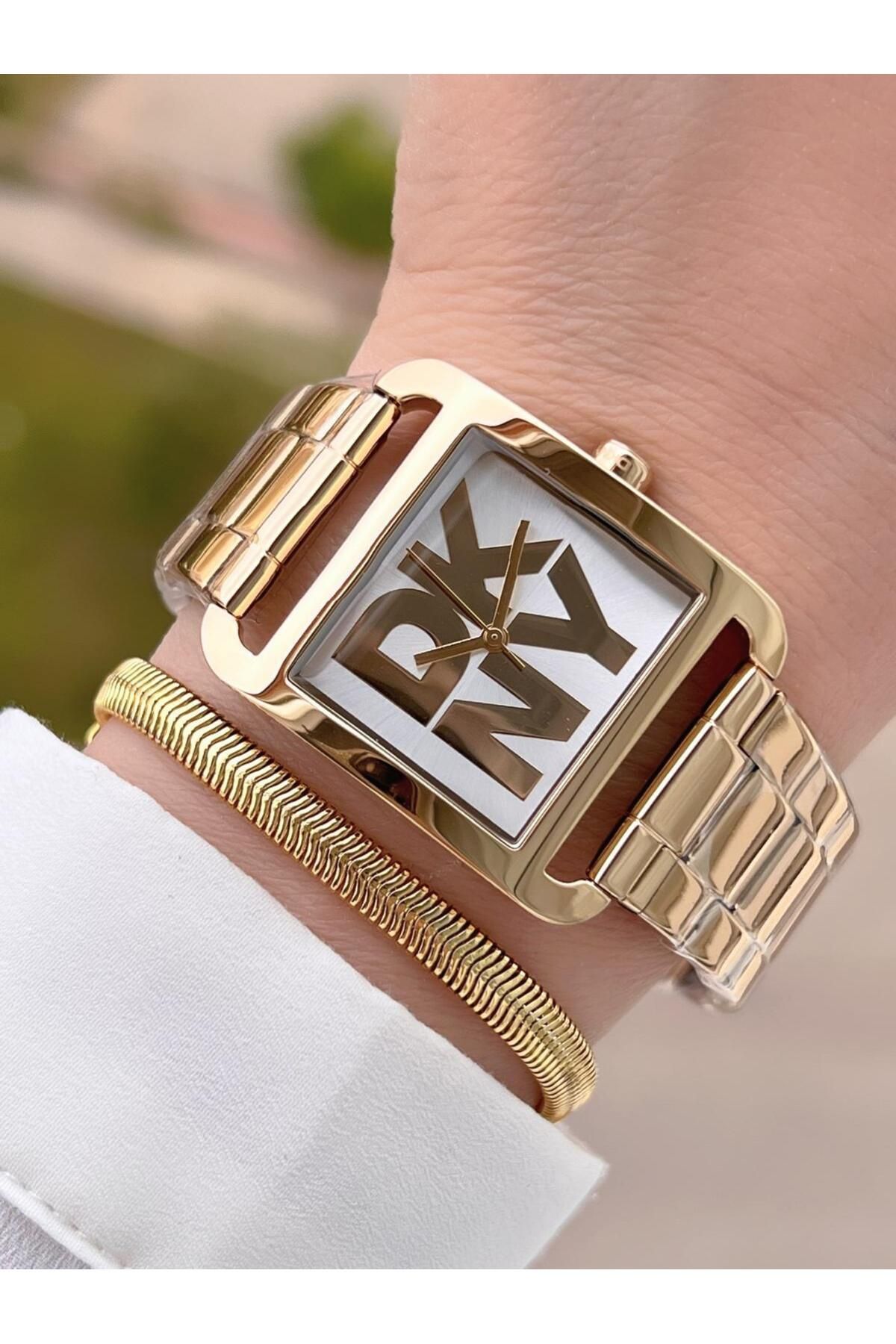 Dkny Çelik Kasa Ve Kordon 5 Atm Suya Dayanıklı 2 Yıl Garantili Kadın Kol Saati+Bileklik DKNY.L0045.3