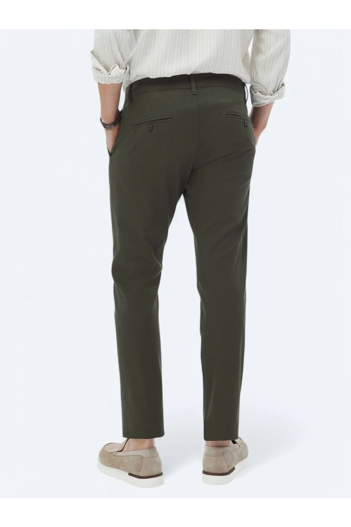Kip-Khaki Straight Woven Regular Fit Casual Cotton Blended Pants 6