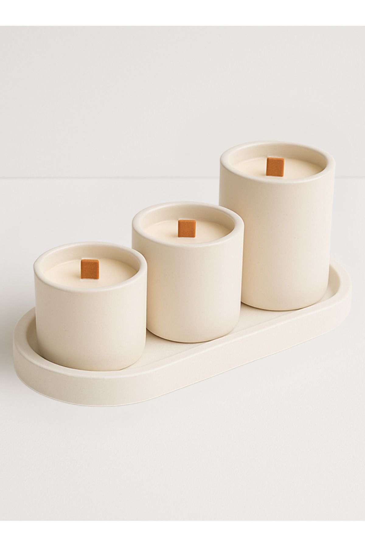 Passtelia 3'lü Tabaklı Tealight Mumluk, Beton Mumluk