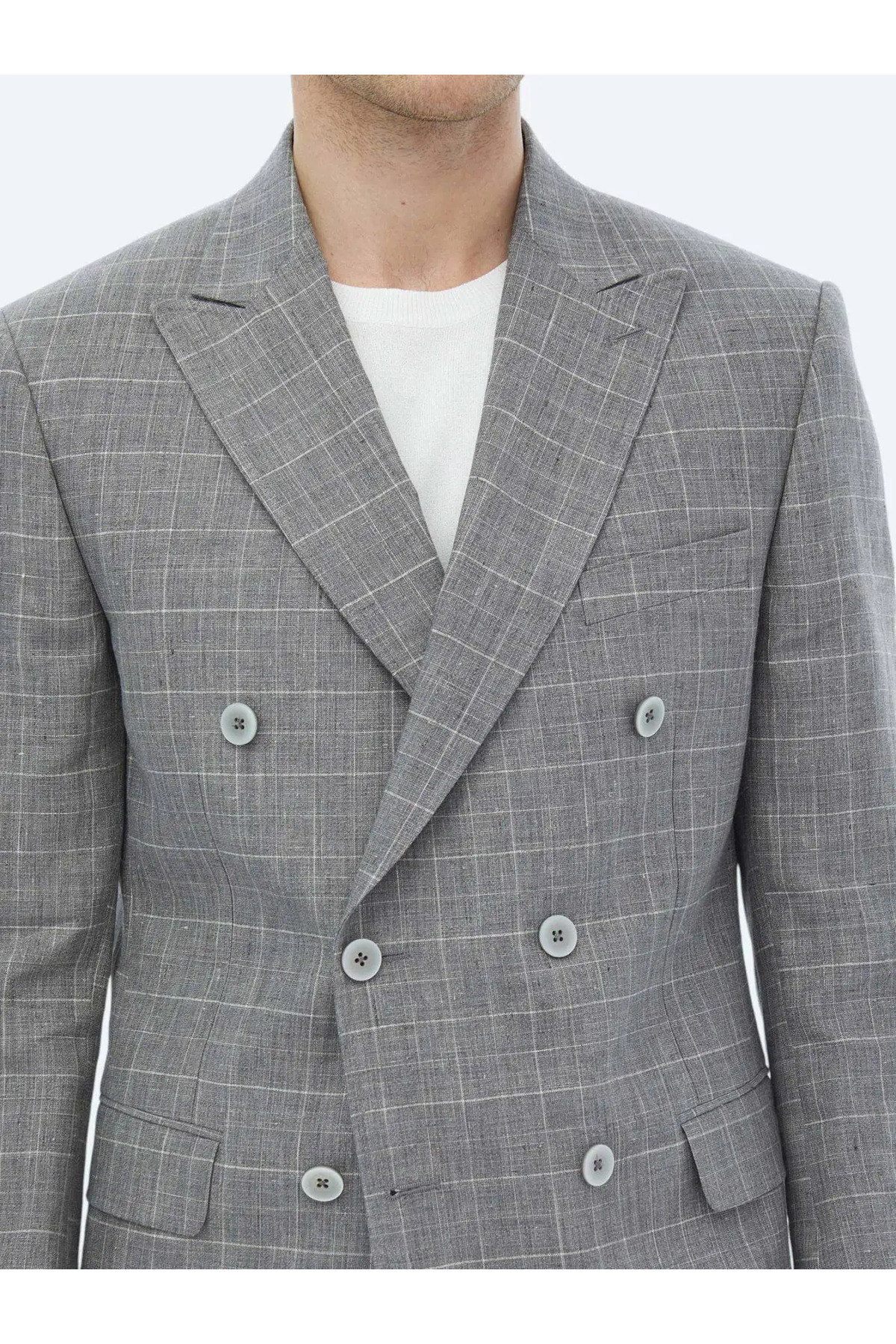 Kip-Gray Slim Fit Cotton Blended Suit - Square Detailed 4