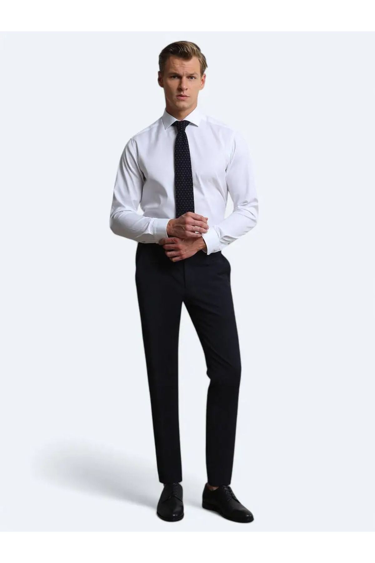 شلوار آبی مردانه Navy Blue Flat Weaving Slim Fit کلاسیک Wool Wood Kip