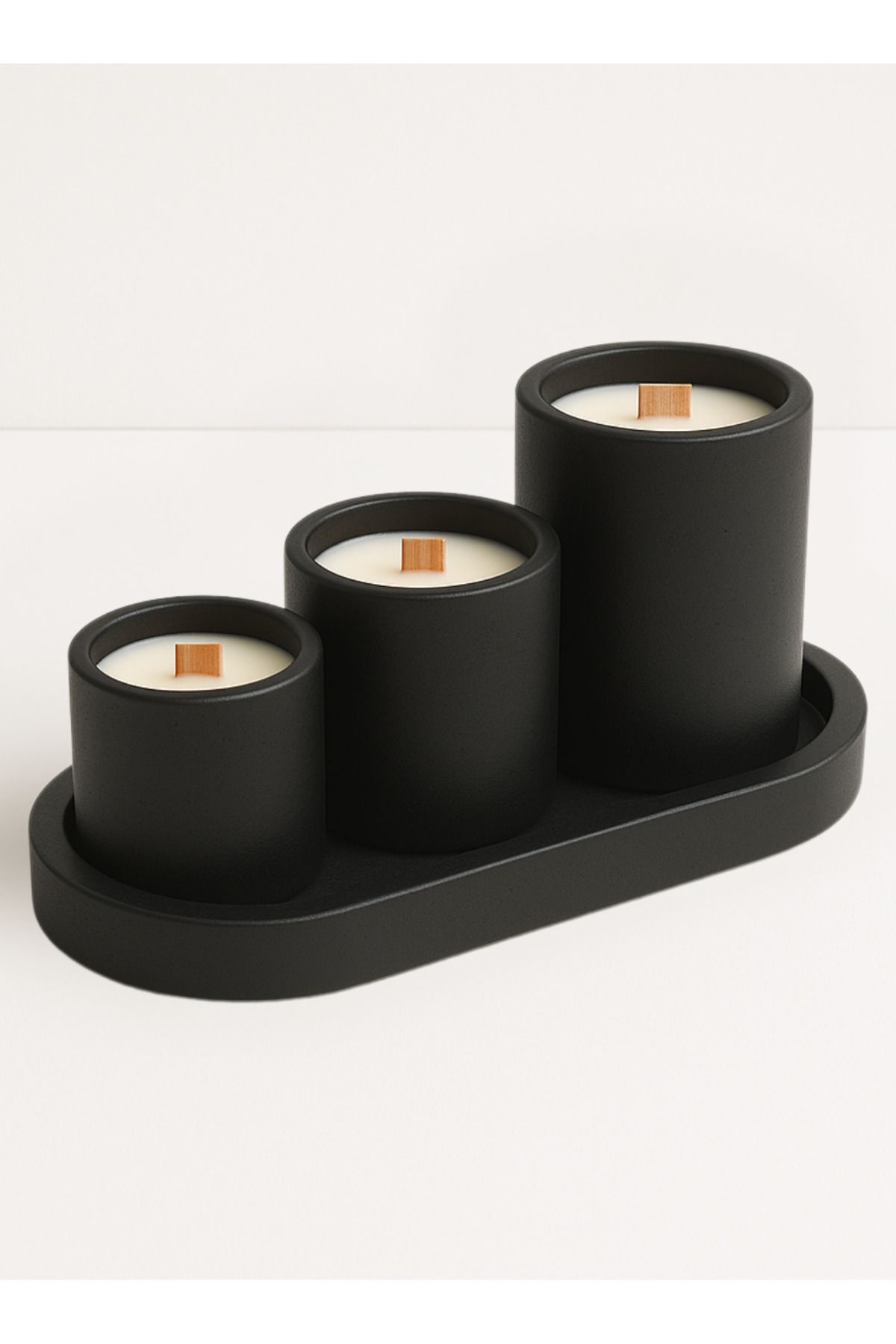 Passtelia 3'lü Tabaklı Tealight Mumluk, Beton Mumluk