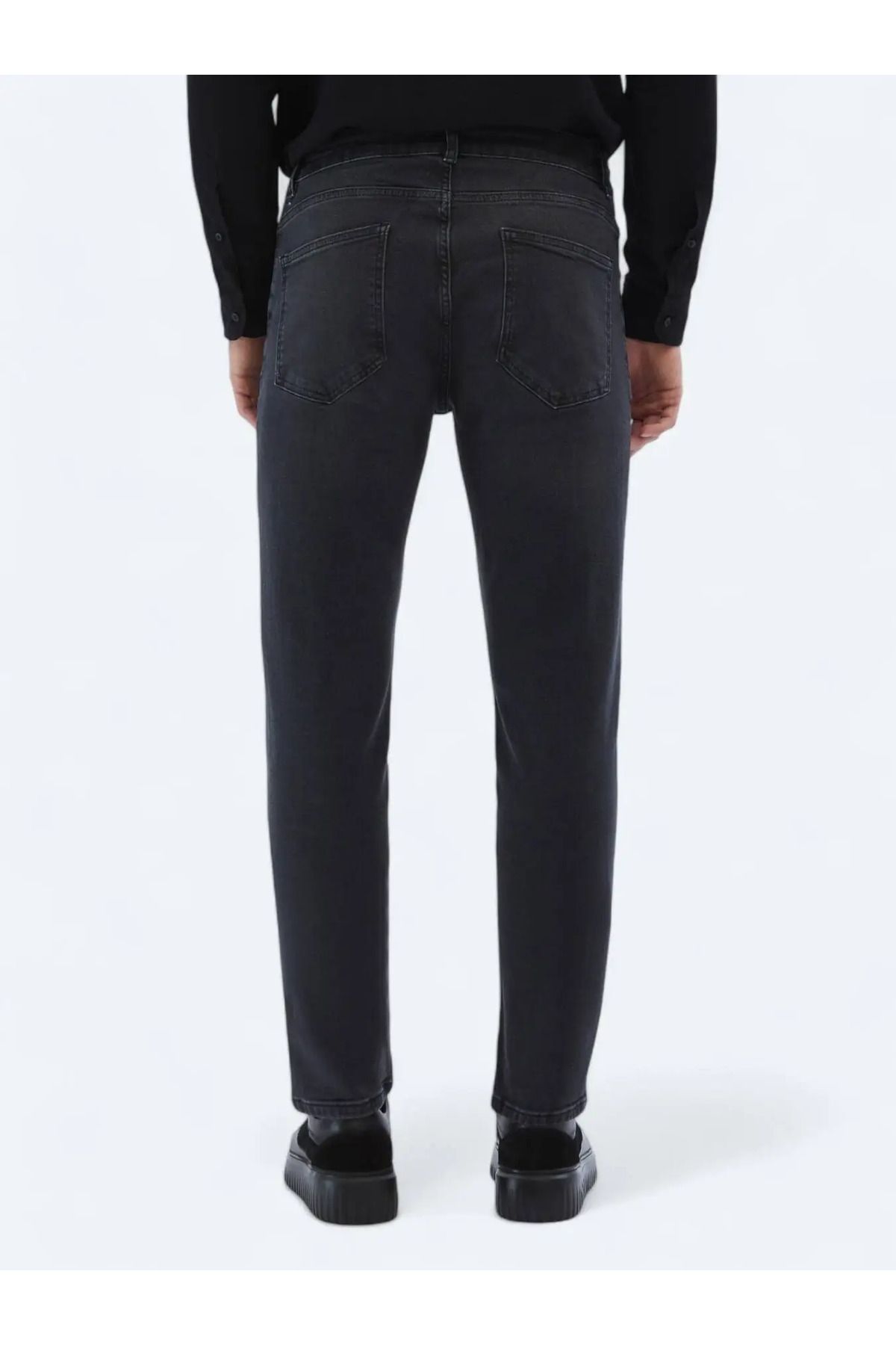 Kip-Pantaloni din denim gri închis Super Slm Fit din amestec de bumbac 4