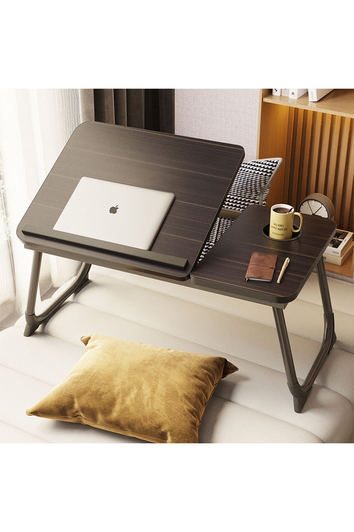 Viyogo Masa Pliabila Pentru Laptop Cu Suport Pentru Pahar, Reglabila Pe Inaltime 5 Pozitii, Negru - One Size