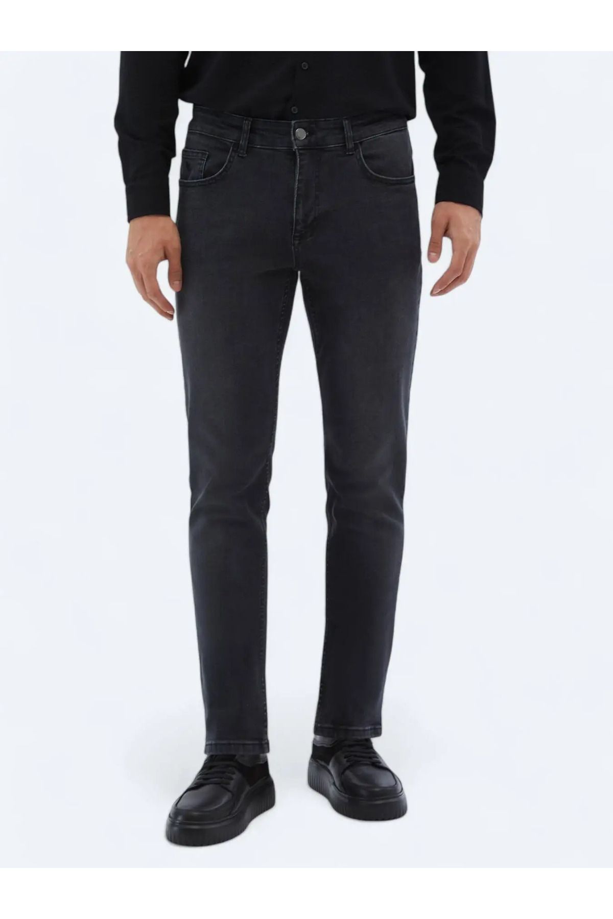 Kip-Pantaloni din denim gri închis Super Slm Fit din amestec de bumbac 2
