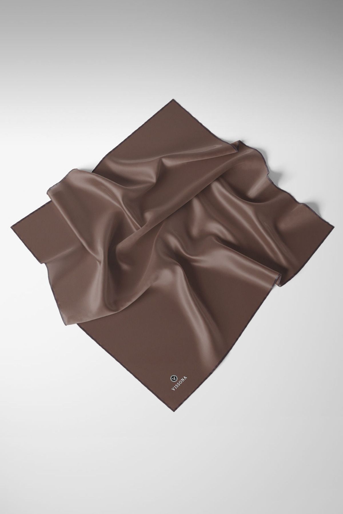 Vissona %100 Twill İpek Düz Desenli Eşarp Saks Renkli 90x90 Eşarp Dikim Şekli : El Dikişi