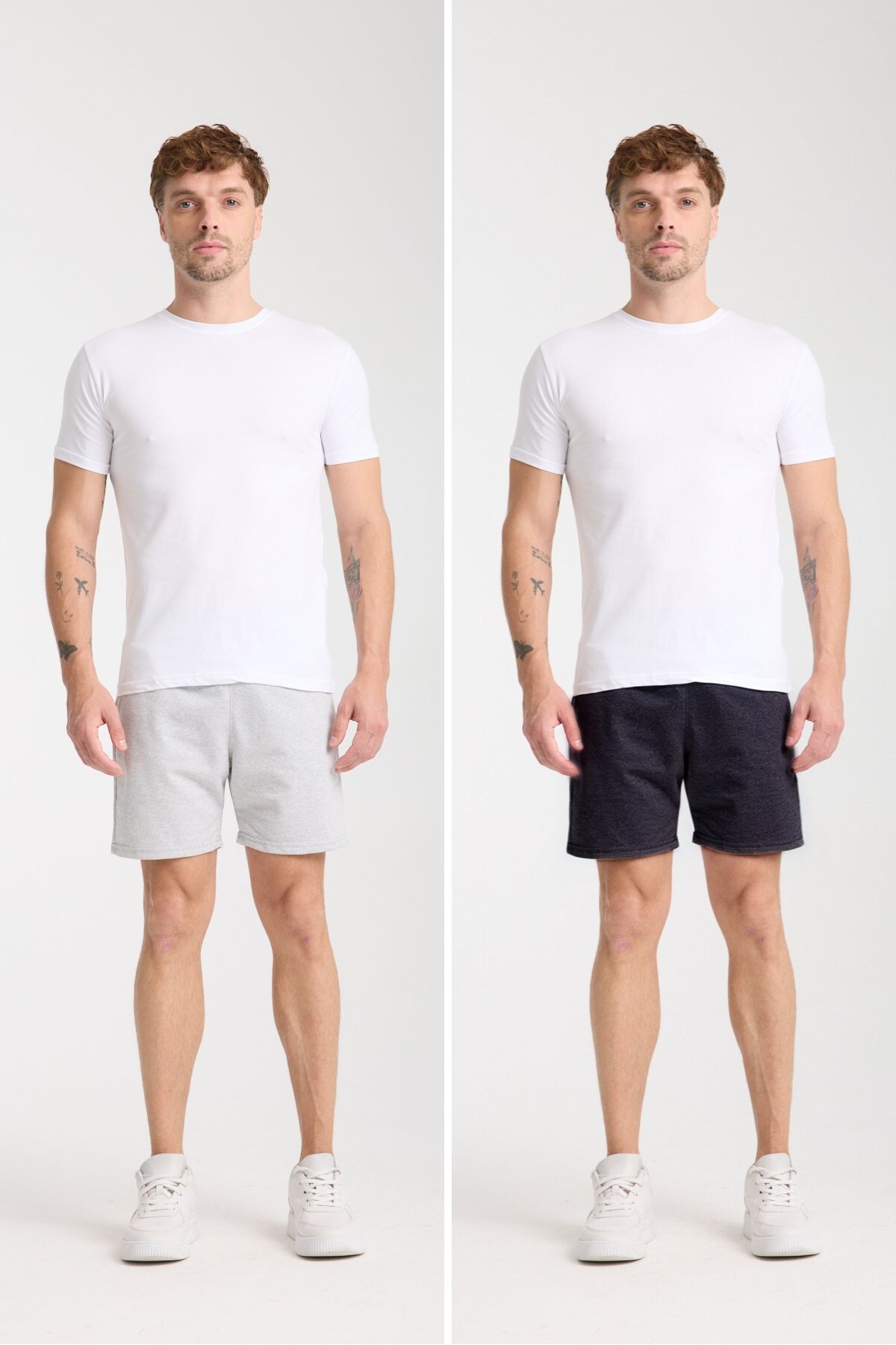 atlanticsport Erkek Kısa Boy 2 Li Avantaj Paket Yan Cepli Mevsimlik Basic Penye Şort