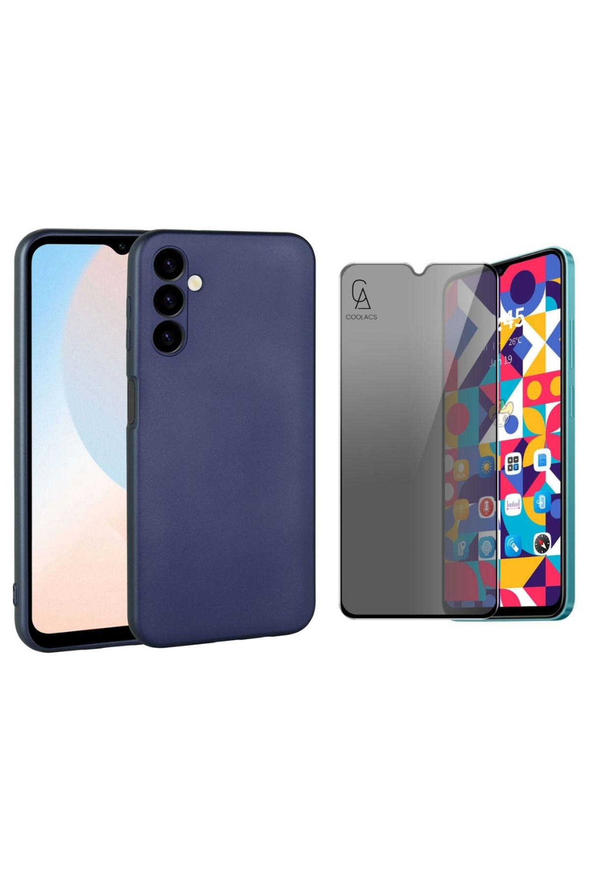 Coolacs Samsung Galaxy A16 Ile Uyumlu Soft Yumuşak Telefon Kılıfı ve Hayalet Privacy Ekran Koruyucu Seti