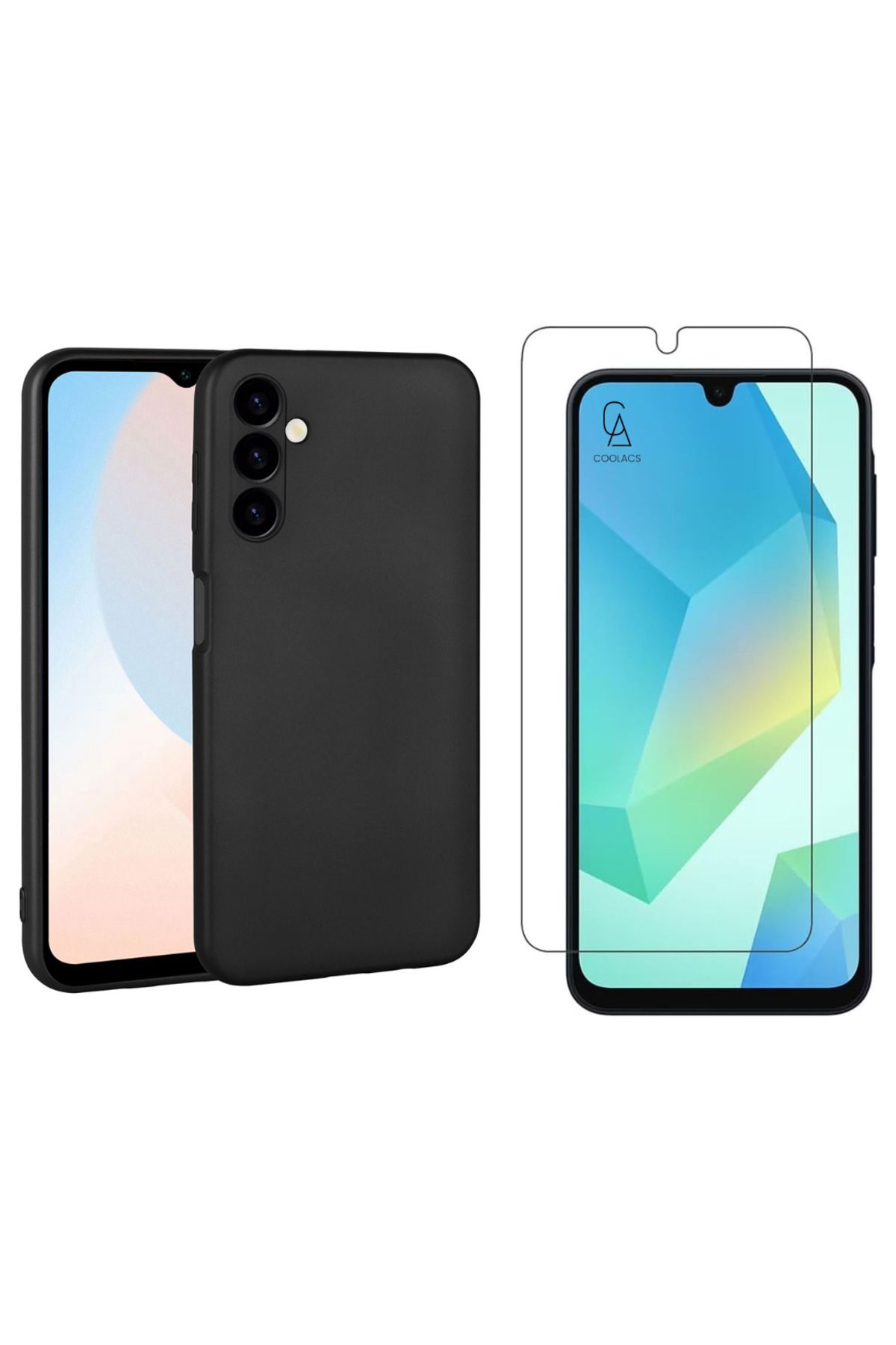 Coolacs Samsung Galaxy A16 ile Uyumlu Kılıf Soft Yumuşak Telefon Kılıfı ve Temperli Cam Ekran Koruyucu