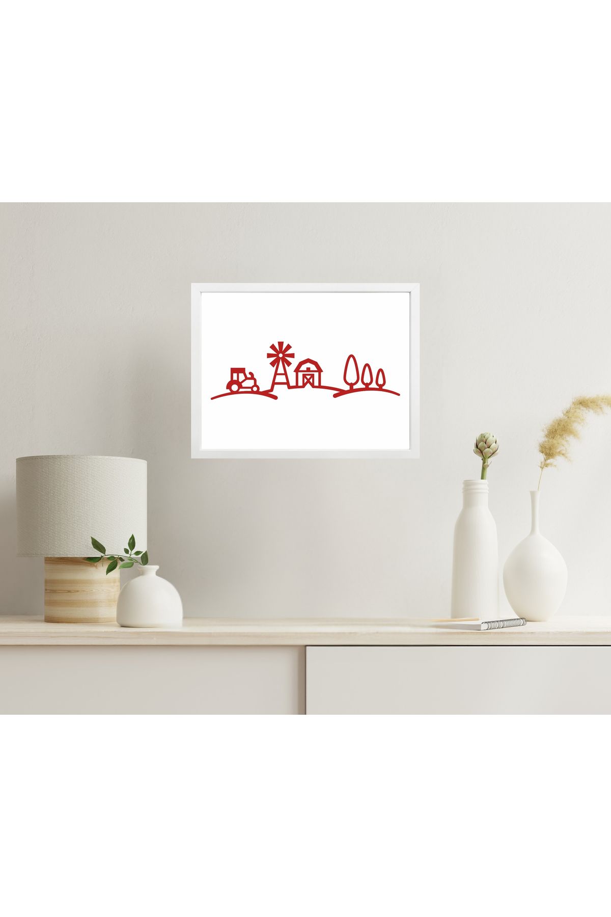Grand Fine Art Çerçeveli Renkli Akrilik Tablo Minimalist Manzara