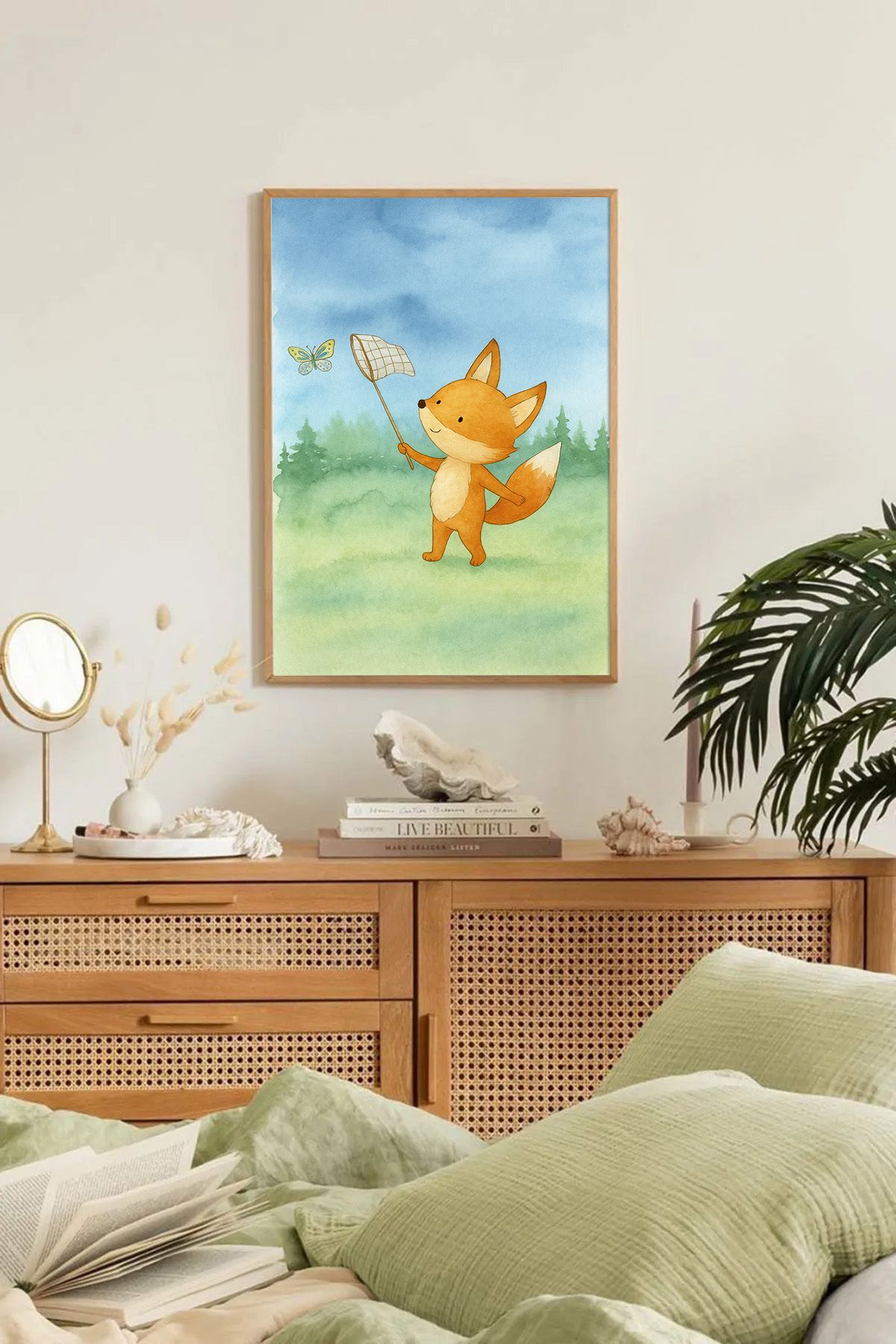 Dekorsiahome Tek Parça Ahşap Çerçeveli Oturma Odası Salon Mutfak Tablo TK0326