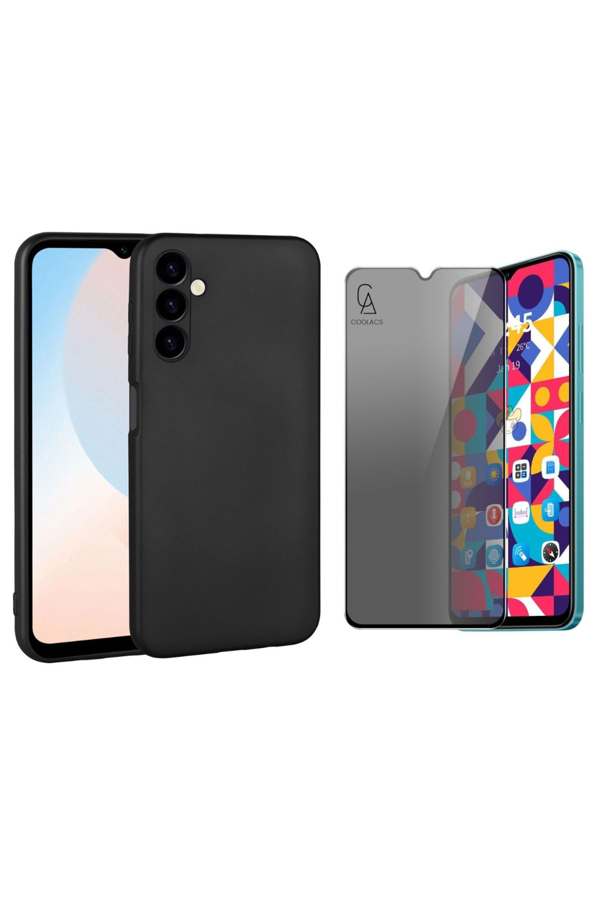 Coolacs Samsung Galaxy A16 Ile Uyumlu Soft Yumuşak Telefon Kılıfı ve Hayalet Privacy Ekran Koruyucu Seti