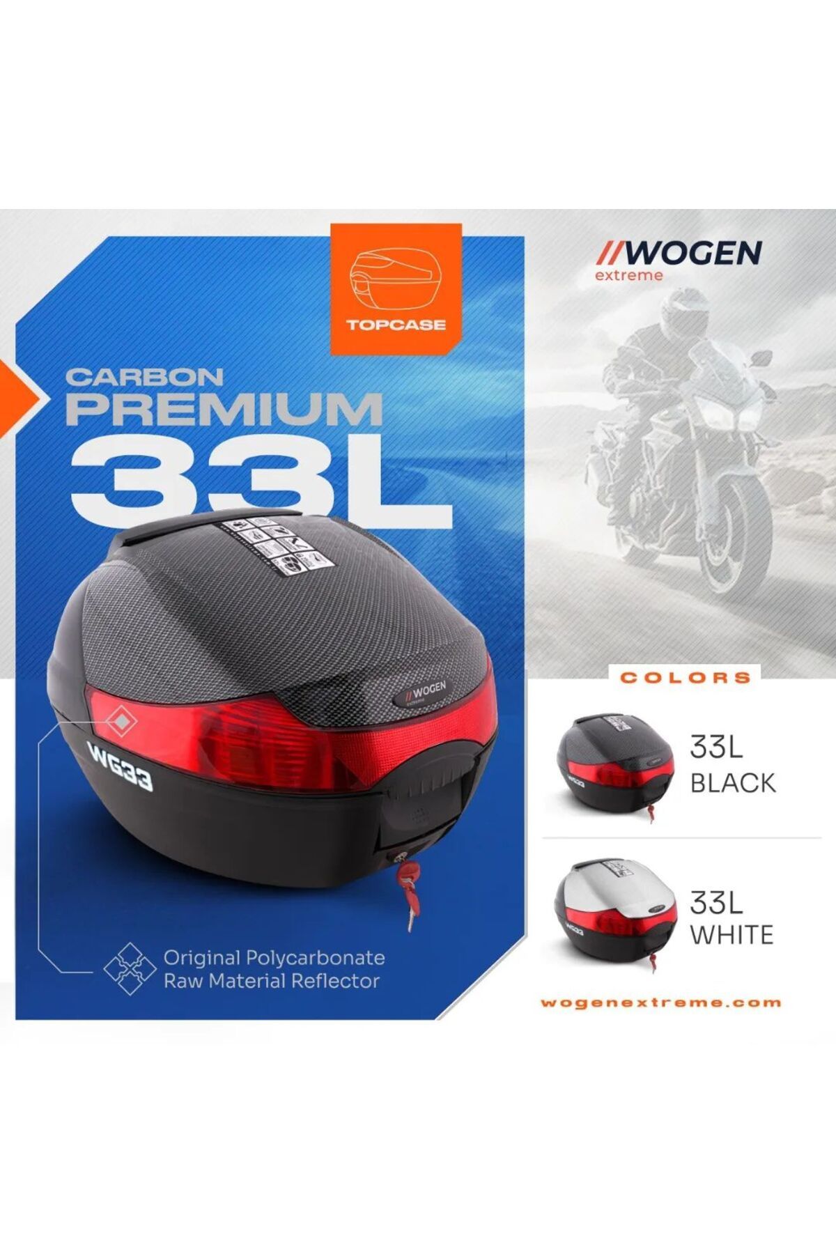WOGEN BERMOT WOGEN KUBA SPACE 50 PRO MOTOSİKLET ARKA ÇANTA 33 LİTRE BASİC BEYAZ