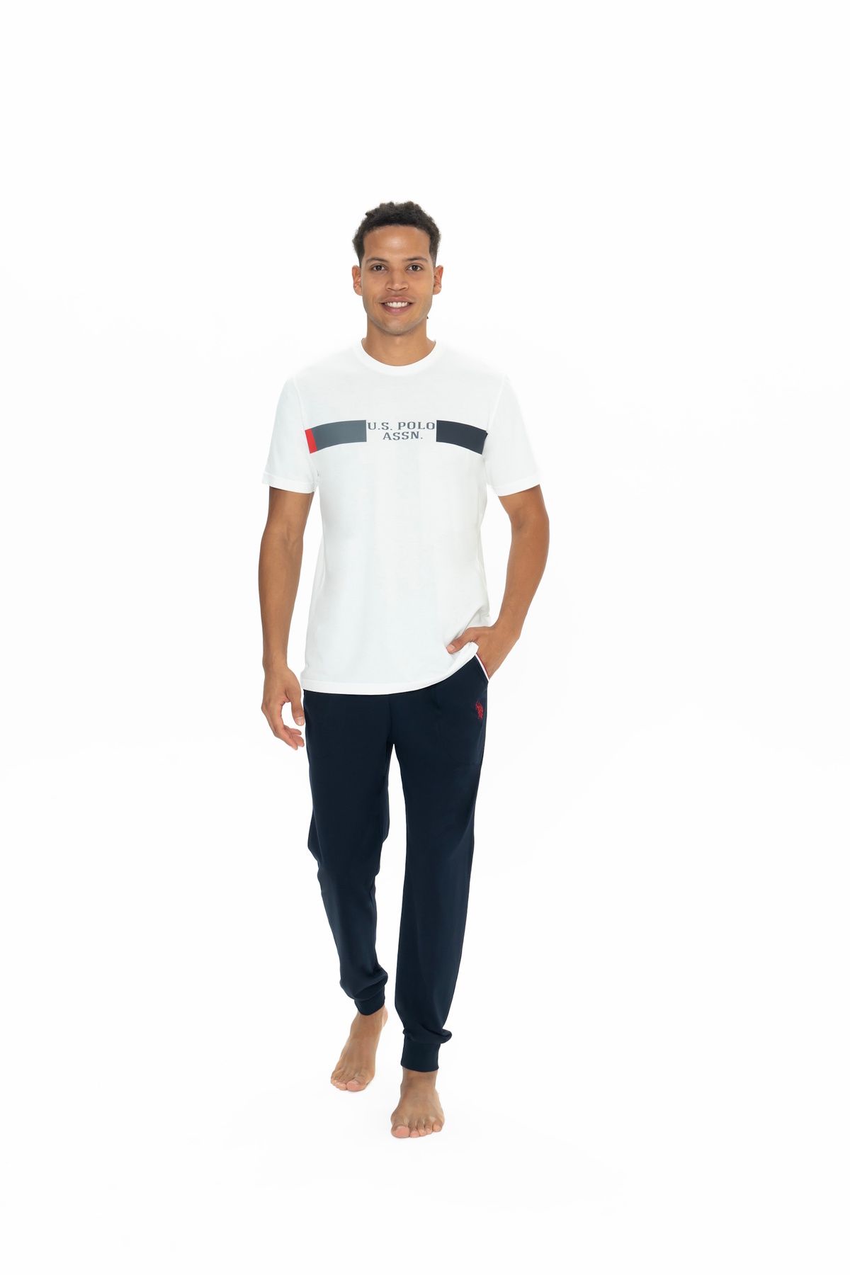 Tülaye U.S. Polo Assn. Erkek Lastik Paça Detaylı Pijama Takımı - TLAYE18W88I8U