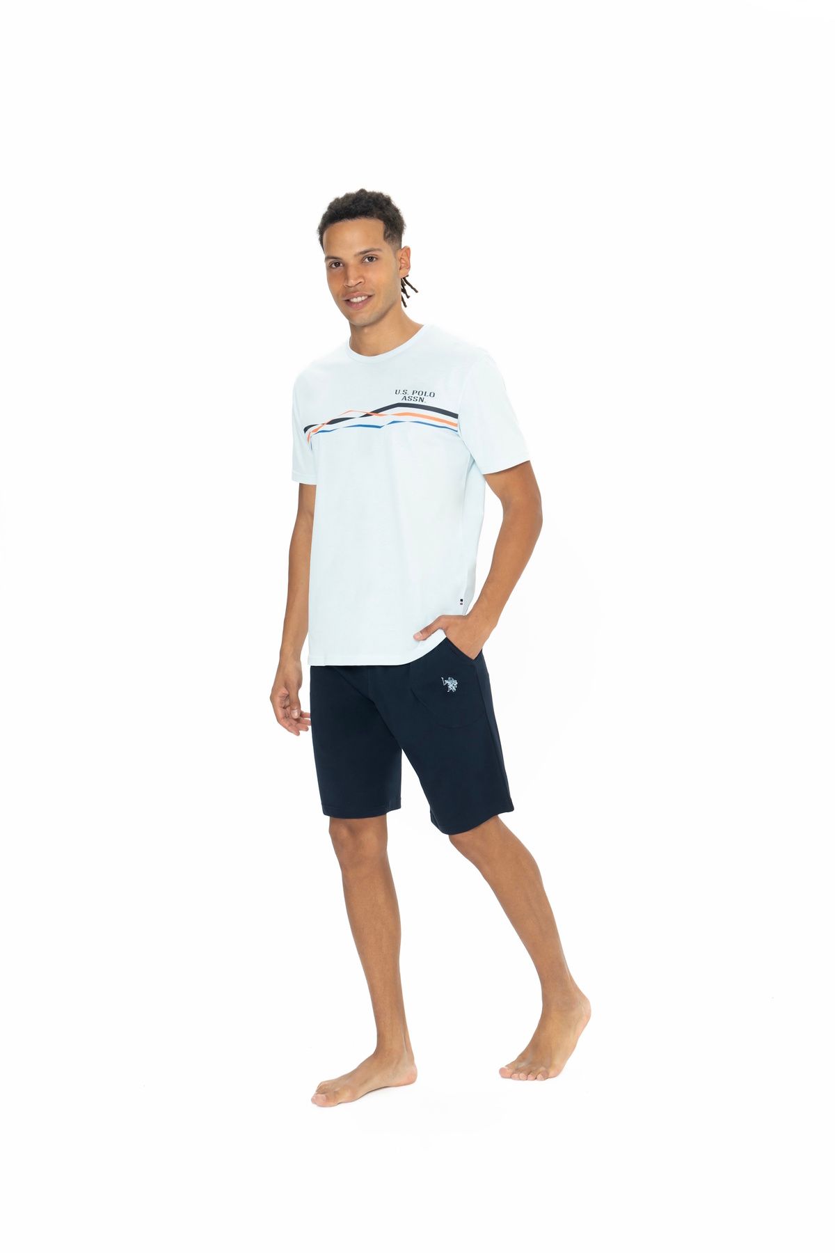 Tülaye U.S. Polo Assn. Erkek Şort&T-shirt Pijama Takımı - TLAYE18W88I0U