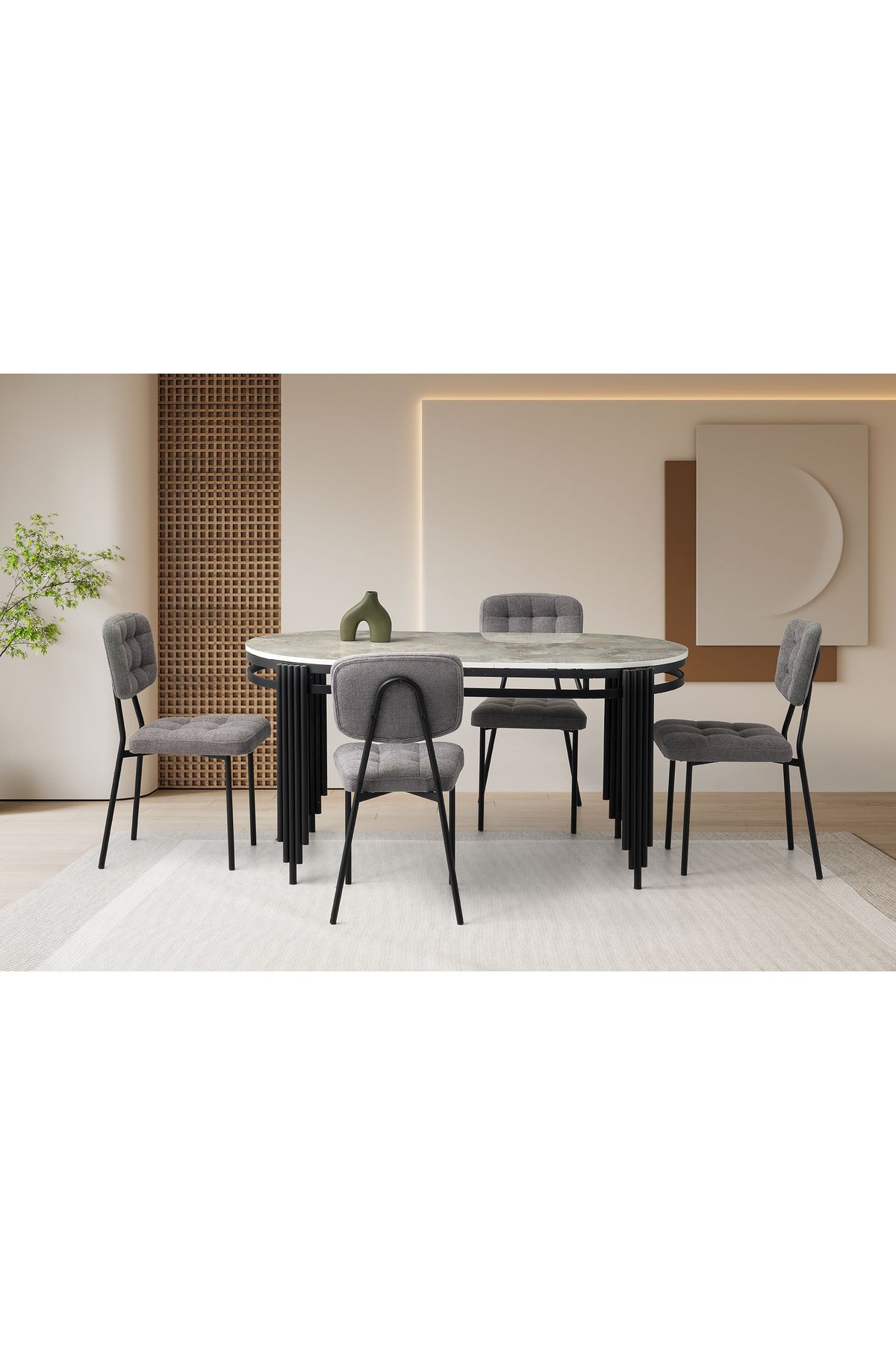 Levent Mobilya Aksesuar CLEO MASA, LİMA SANDALYE, RAMBLA HG, 160x80