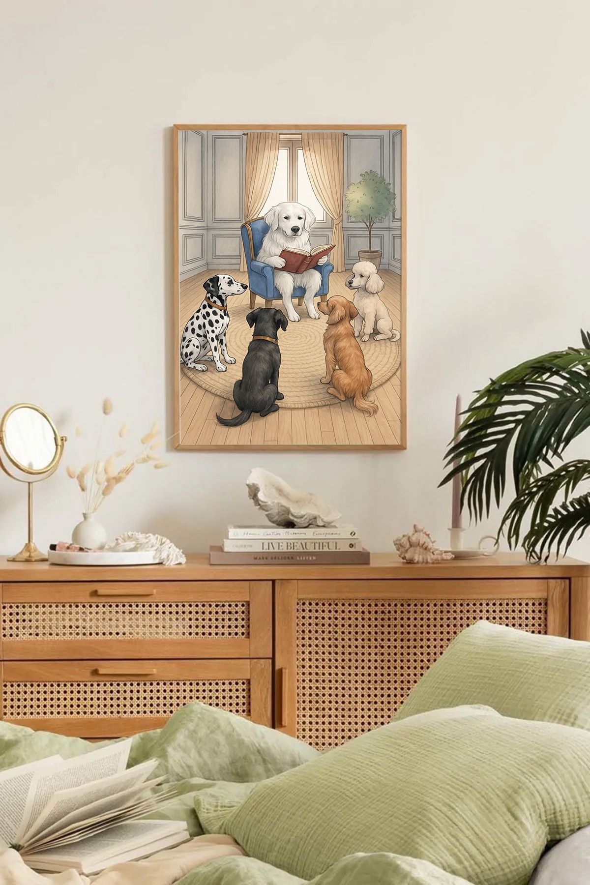 Dekorsiahome Tek Parça Ahşap Çerçeveli Oturma Odası Salon Mutfak Tablo TK0324