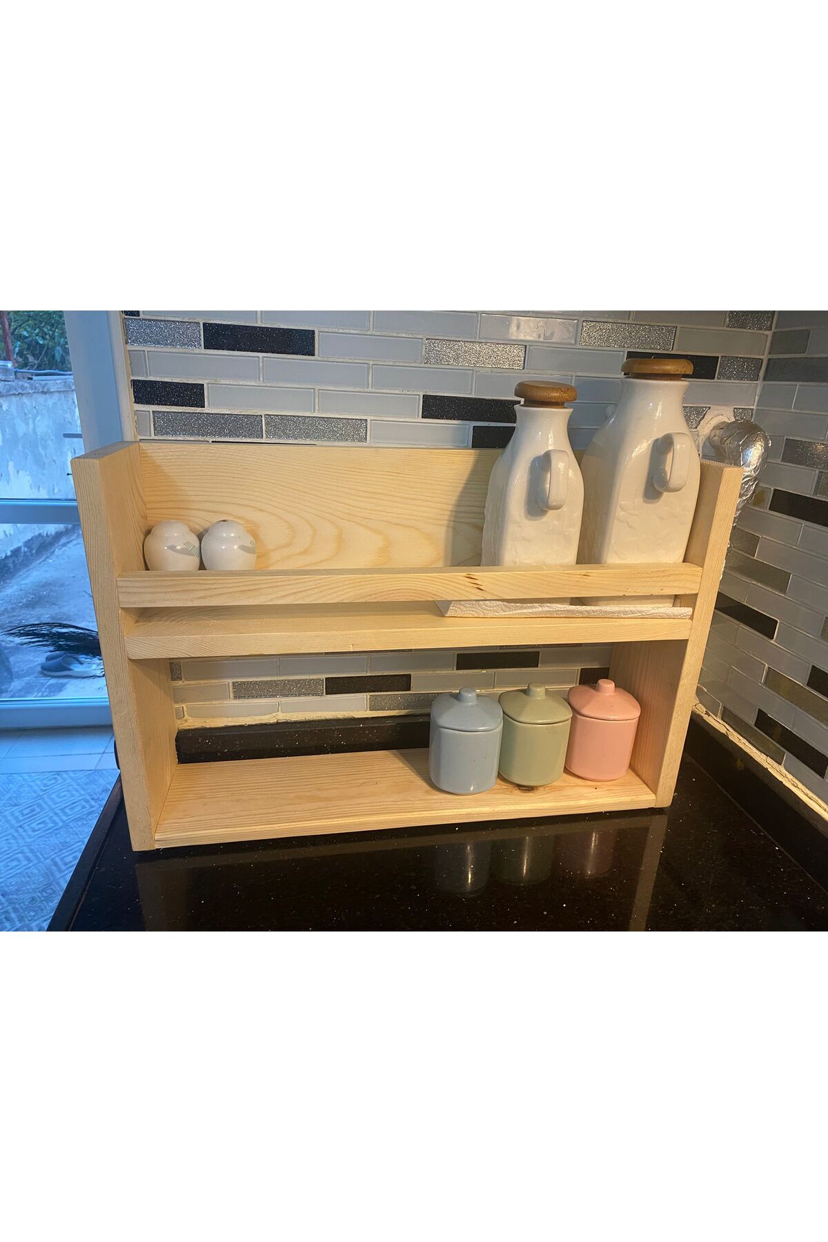 ÇağlaDesign Ahşap Baharatlık Standı Tezgah üstü Düzenleyici