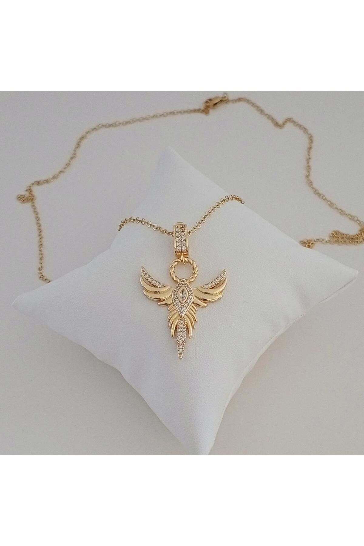 Ödül Moda Gold Pirinç Zirkon Taşlı Anka kuşu Kolye
