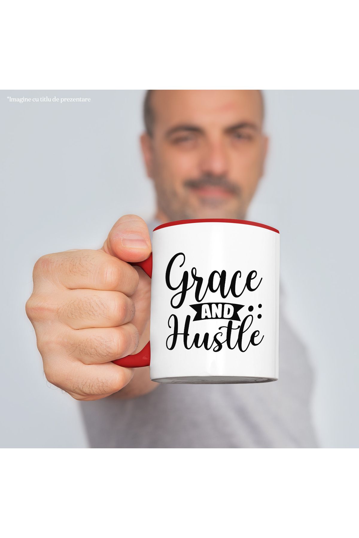StoryGift Romania-Mug with the text "Grace and hustle" - grace and hustle with Red Handle, With Red Handle S,STG 2