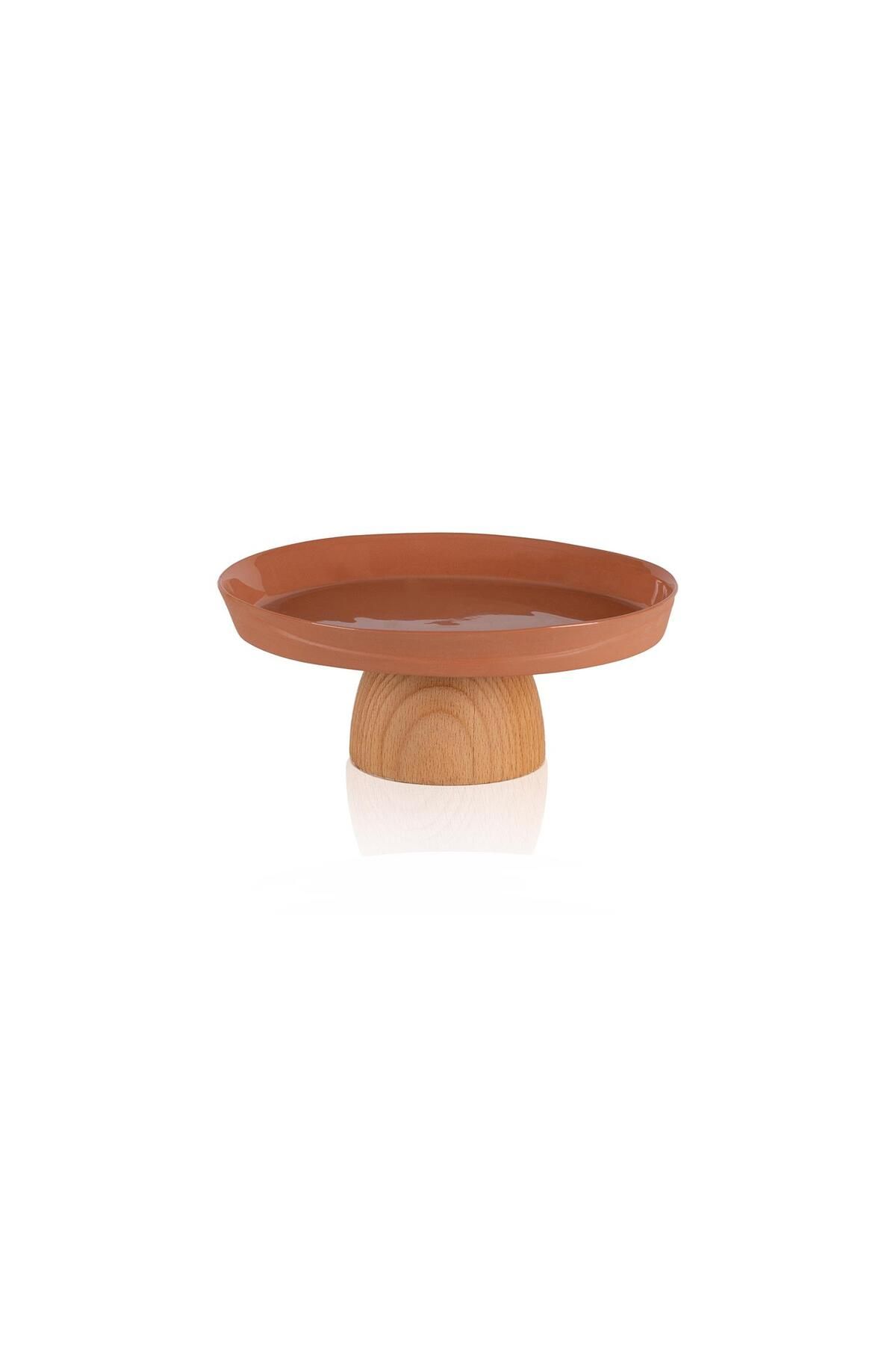 The Mia Limoges Ahşap Ayaklı Tabak Terracota 16x7 cm