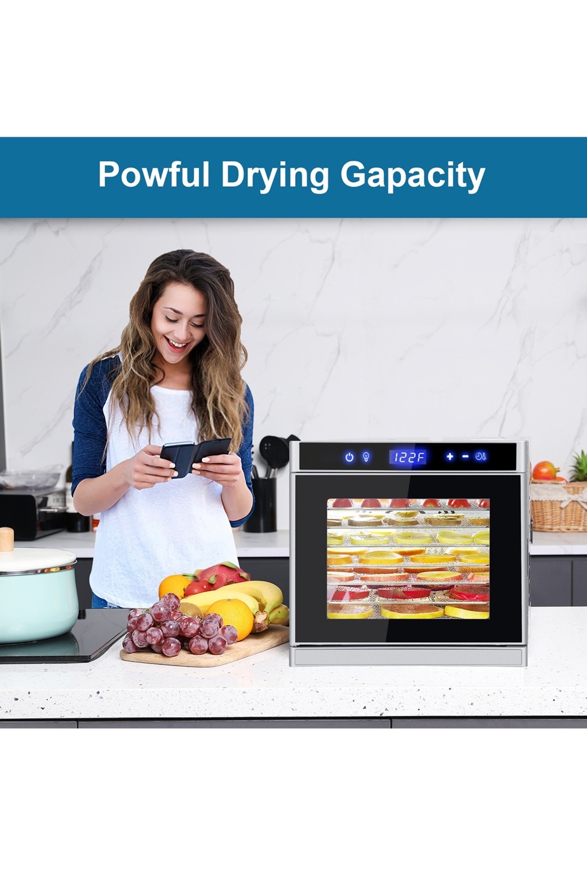 ET-LIFE-Food Dehydrator with 8 Layers, Food Dryer Machine, Adjustable Temperature and Time, for Fruit/Meat 6