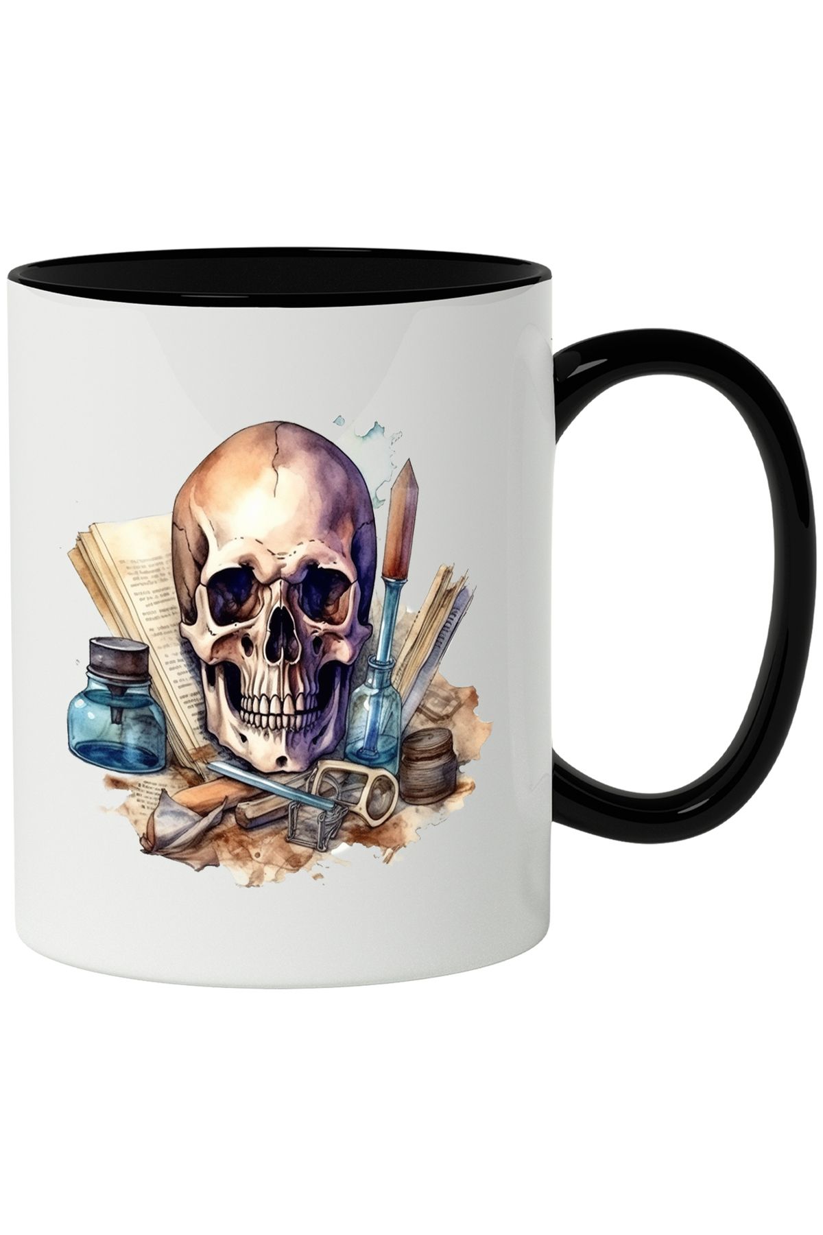 StoryGift Romania Cana Cu Craniu, Carte, Sticlute, Cerneala, Cristal, Medicina, Multicolor 330 Ml,, Cu ,stg - One Size