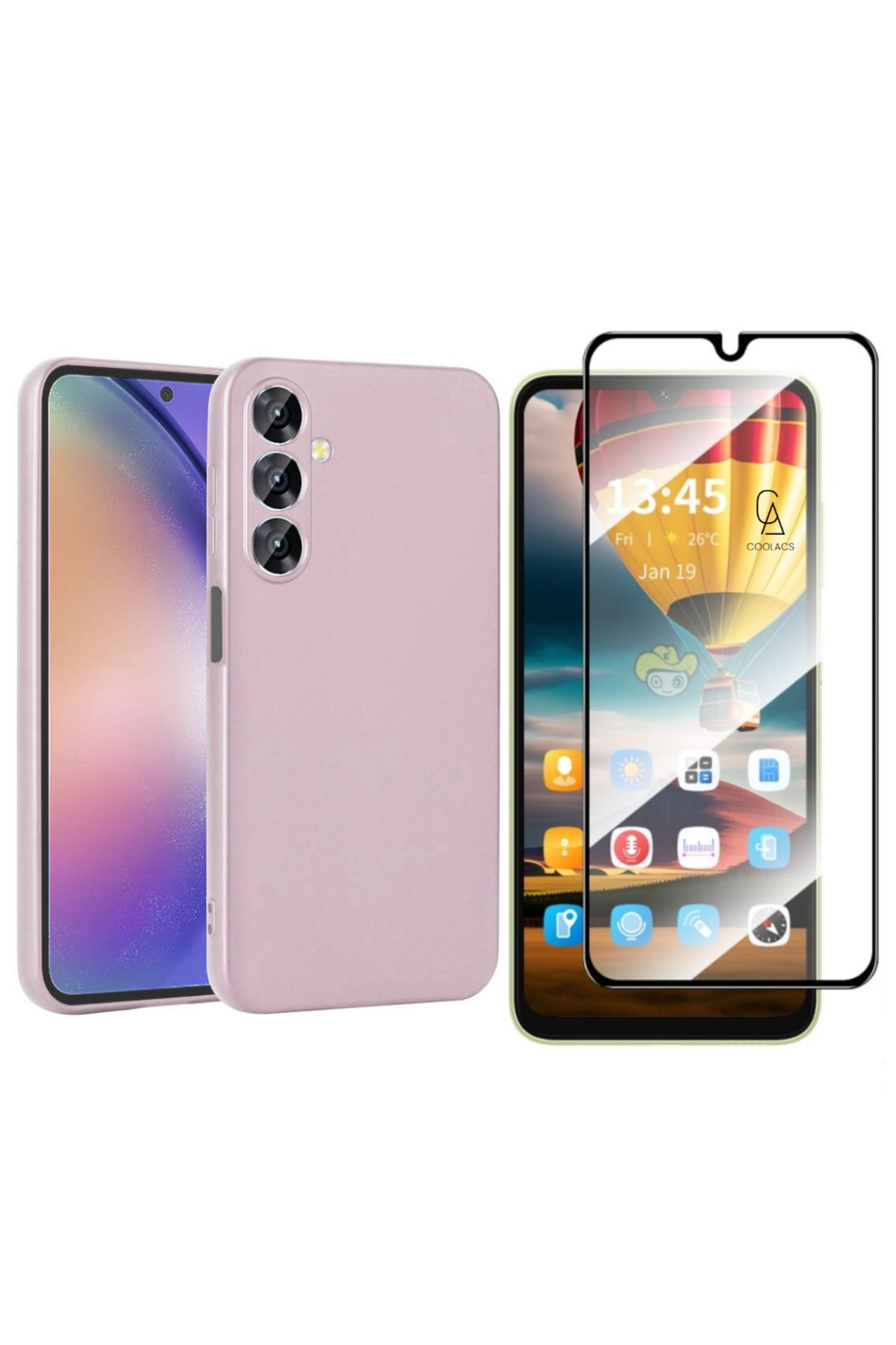 Coolacs Samsung Galaxy A16 ile Uyumlu Telefon Kılıfı ve Tam Kaplayan Seramik Ekran Koruyucu