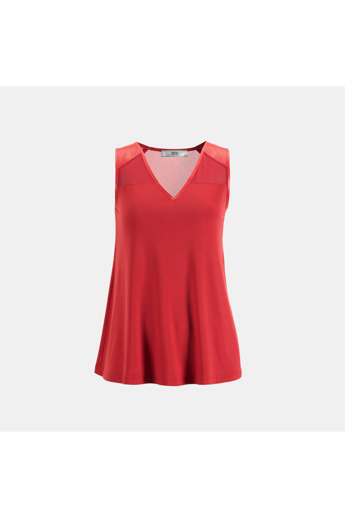 Desa-Women's Red Leather Detailed Perforated Blouse 1