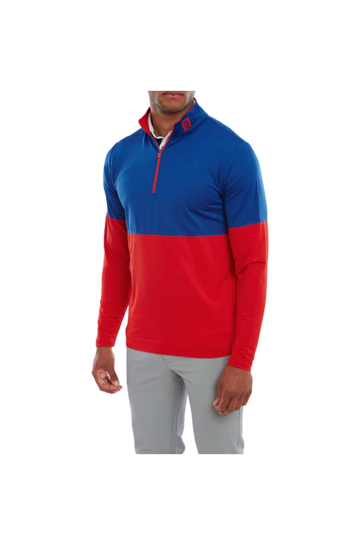 FootJoy Renk Bloklu Mid Layer Golf Sweatshirt Mavi Kırmızı 80118