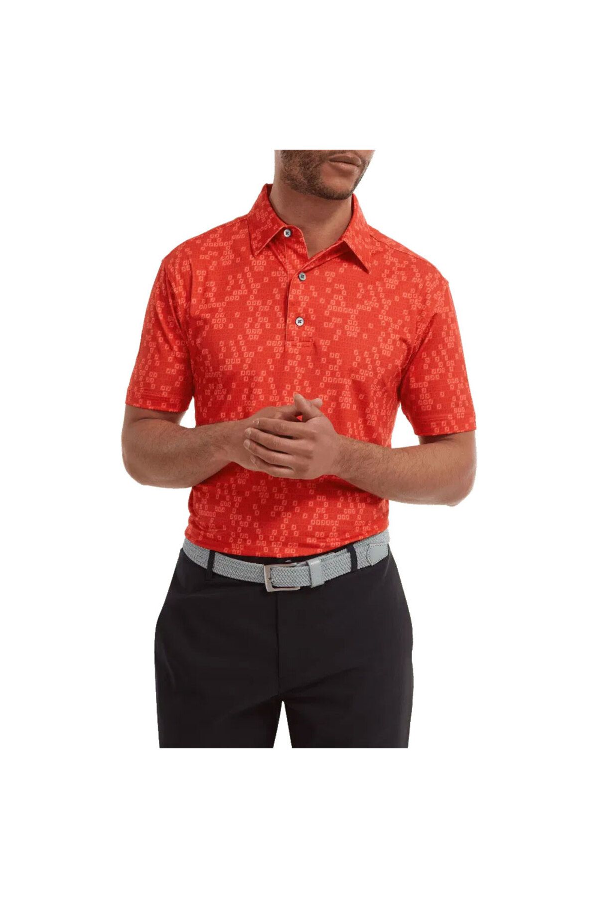 FootJoy Dijital Kamuflaj Baskılı Lisle Golf Polo T-Shirt Kırmızı 88439