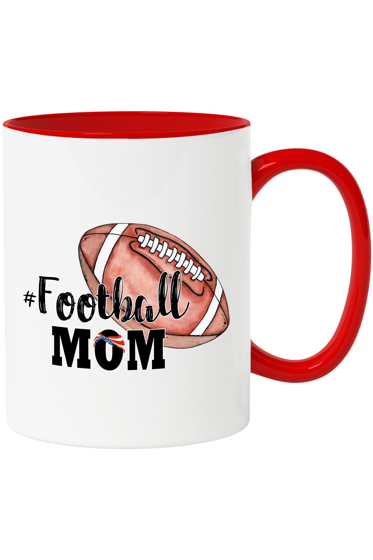 StoryGift Romania Cana Cu O Minge De Fotbal American Cu Mesajul "#football Mom", Ilustratie, Sport, Cu ,stg - One Size