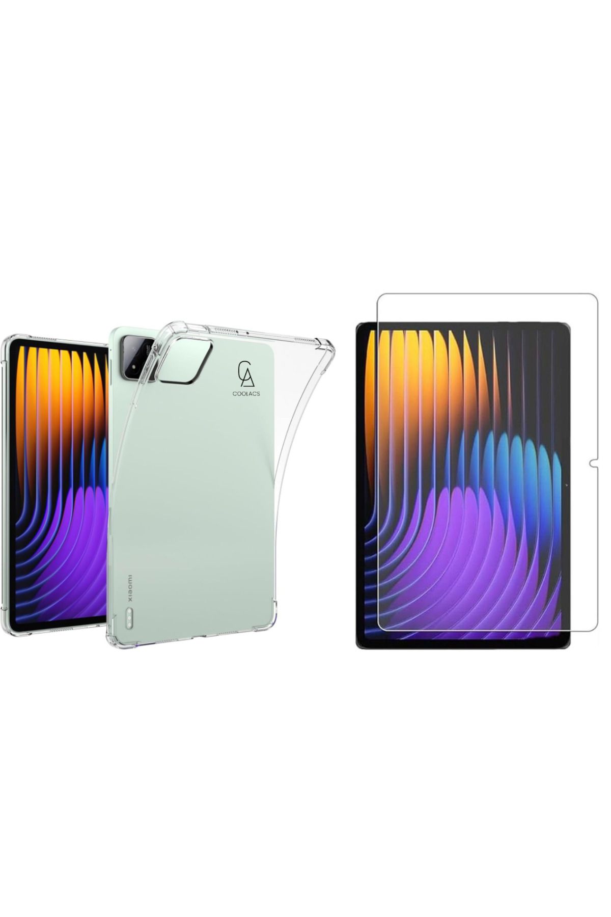Coolacs Xiaomi Pad 7 Pro 11.2 Inç ile Uyumlu Şeffaf Esnek Silikon Tablet Kılıfı Ekran Koruyucu