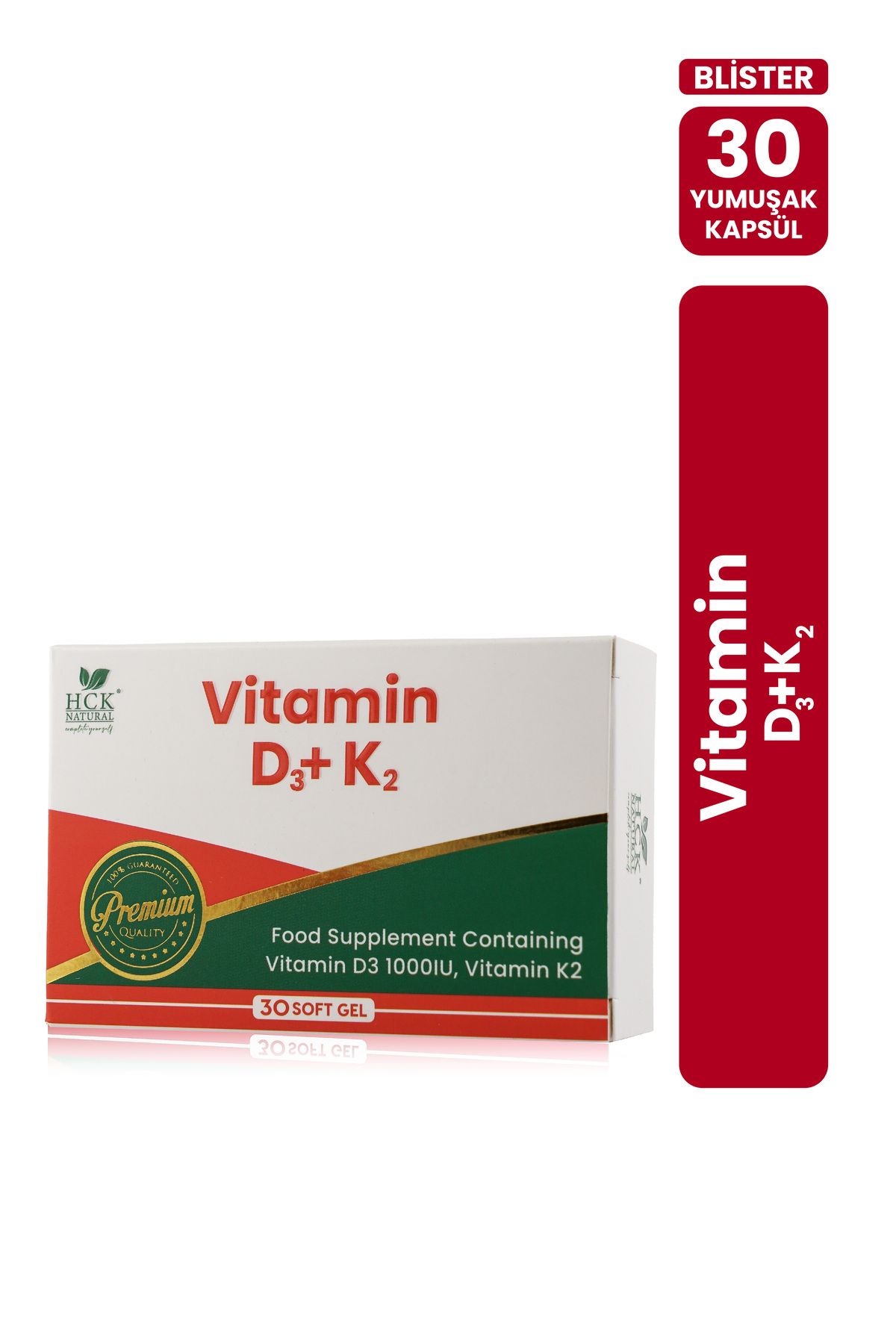 HCK NATURAL Vitamin D3 + K2 İçeren Takviye Edici Gıda 30 Yumuşak Kapsül Blister