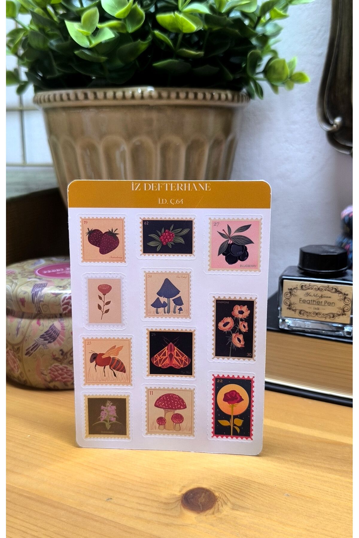 İZ DEFTERHANE Vintage Pul Çıkartma&Sticker ( Ajanda defter ve planlayıcılar için uygundur)