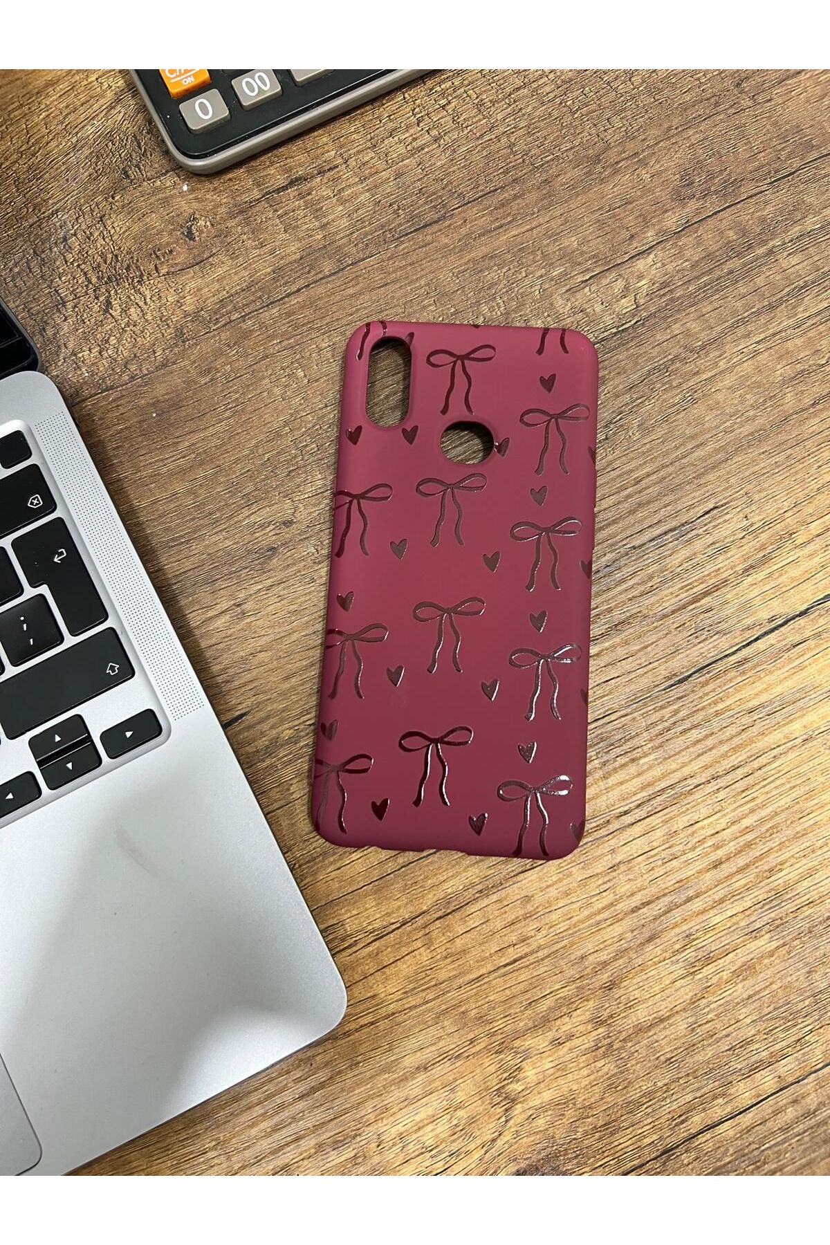 HZR Samsung A10S Kurdele Desenli Bordo Silikon Kılıf