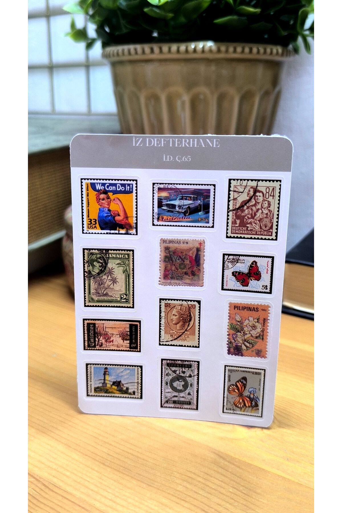 İZ DEFTERHANE Vinatge Nostaljik Pul Çıkartma Sticker
