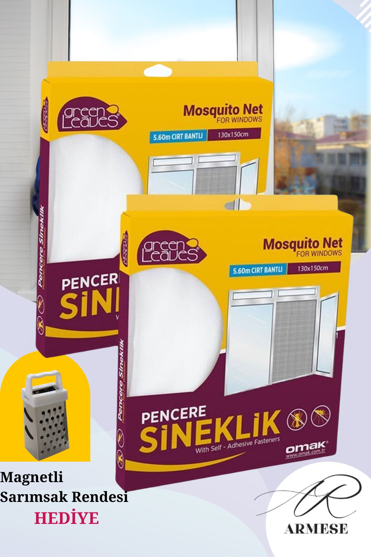2'li Pencere Sineklik Hazır Pencere Sinekliği Cırt Bantlı 130x150 cm