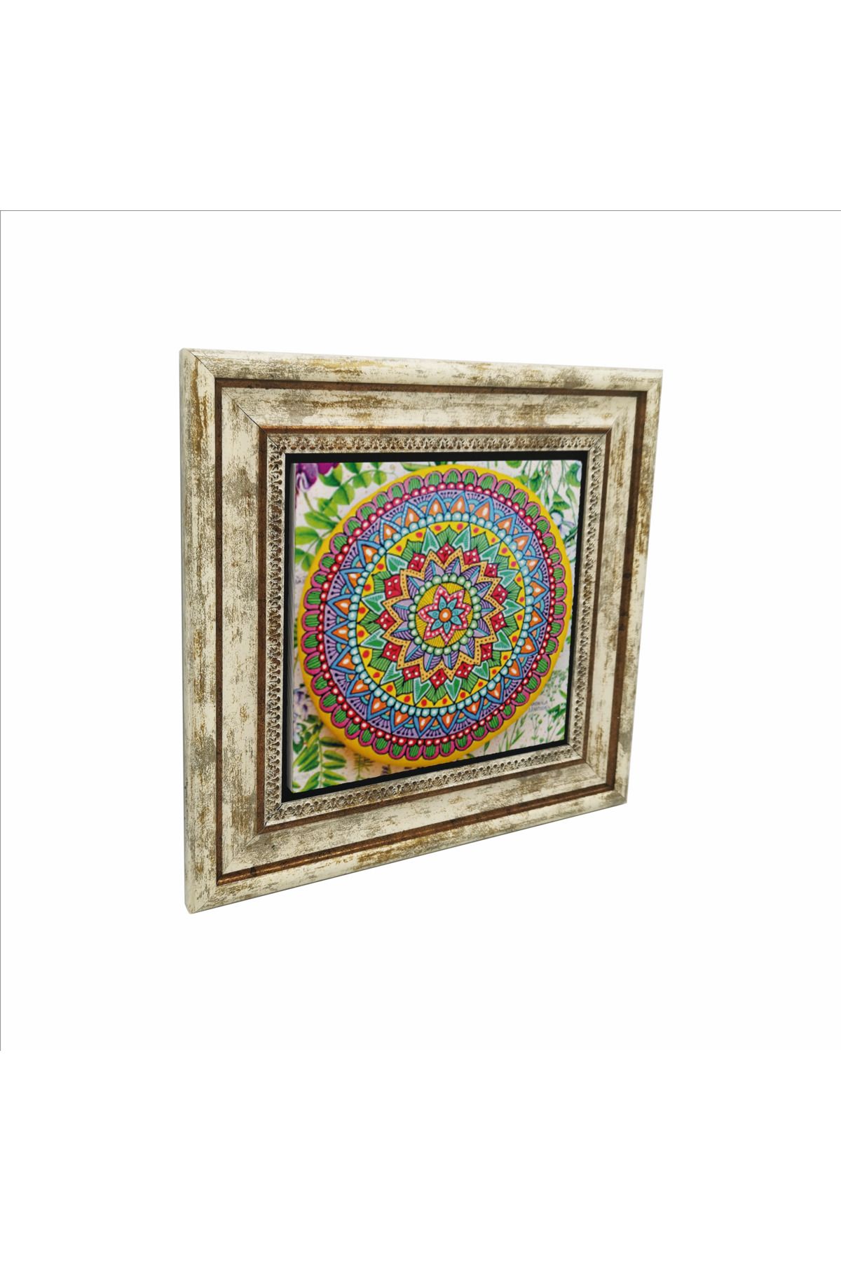 Sadrazam Mandala Desen Baskılı Doğaltaş Tablo (25 X 25 KD-52)