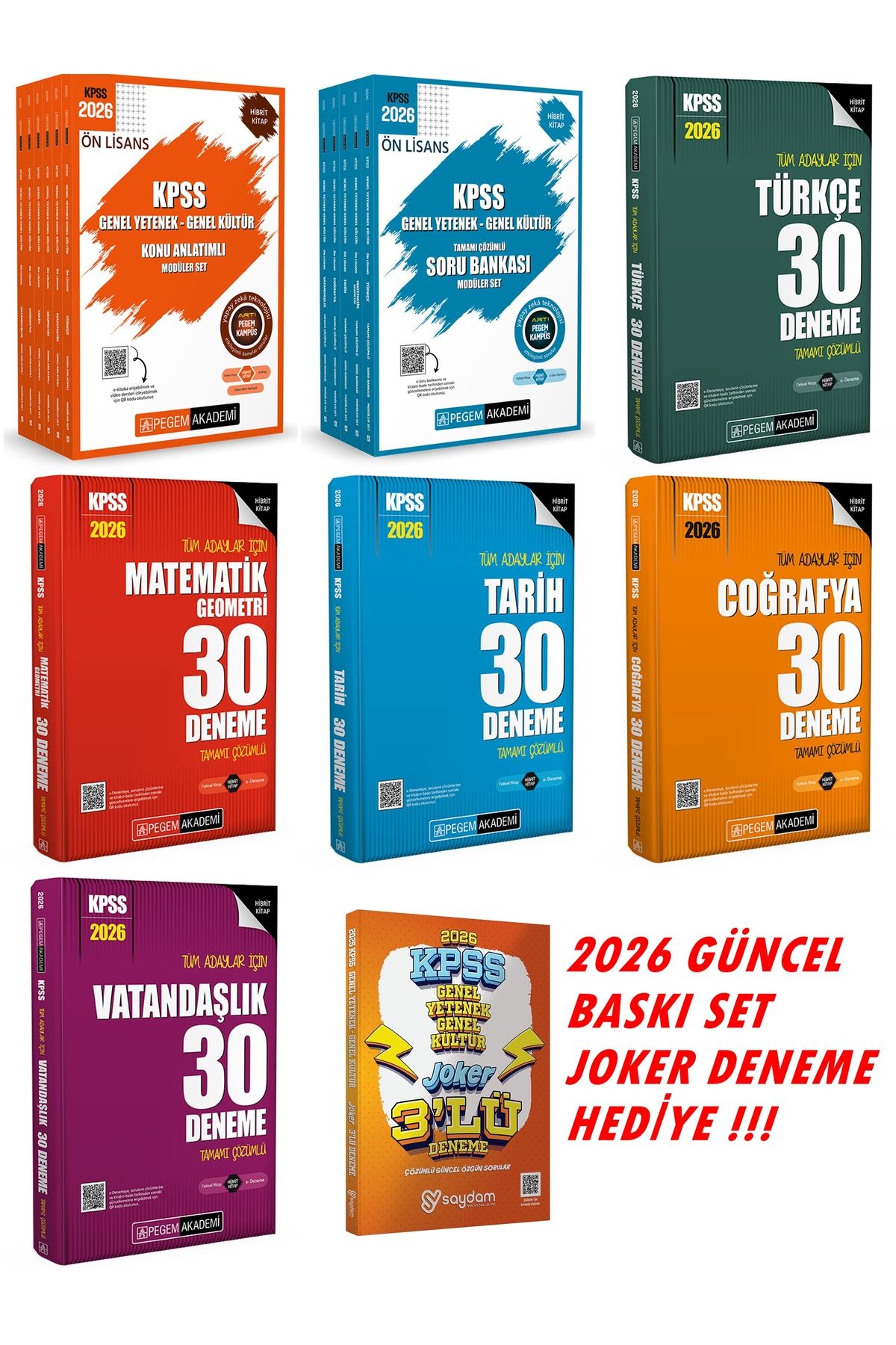 Pegem Akademi Yayıncılık KPSS 2026 ÖN LİSANS PEGEM KONU ANLATIM + ÇÖZÜMLÜ SORU BANKASI+MEGA DENEME SET (GNY-GNK)