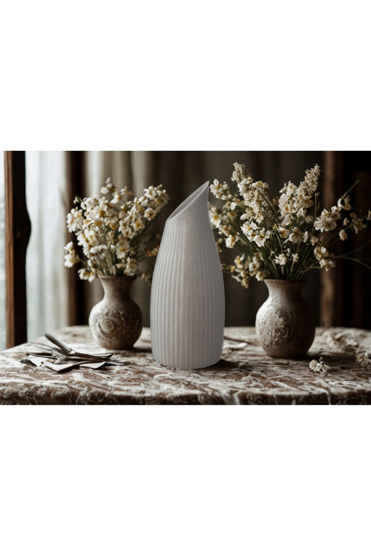 homedekorrs İskandinavya Stili Mermer Yüzeyli 3D Vazo