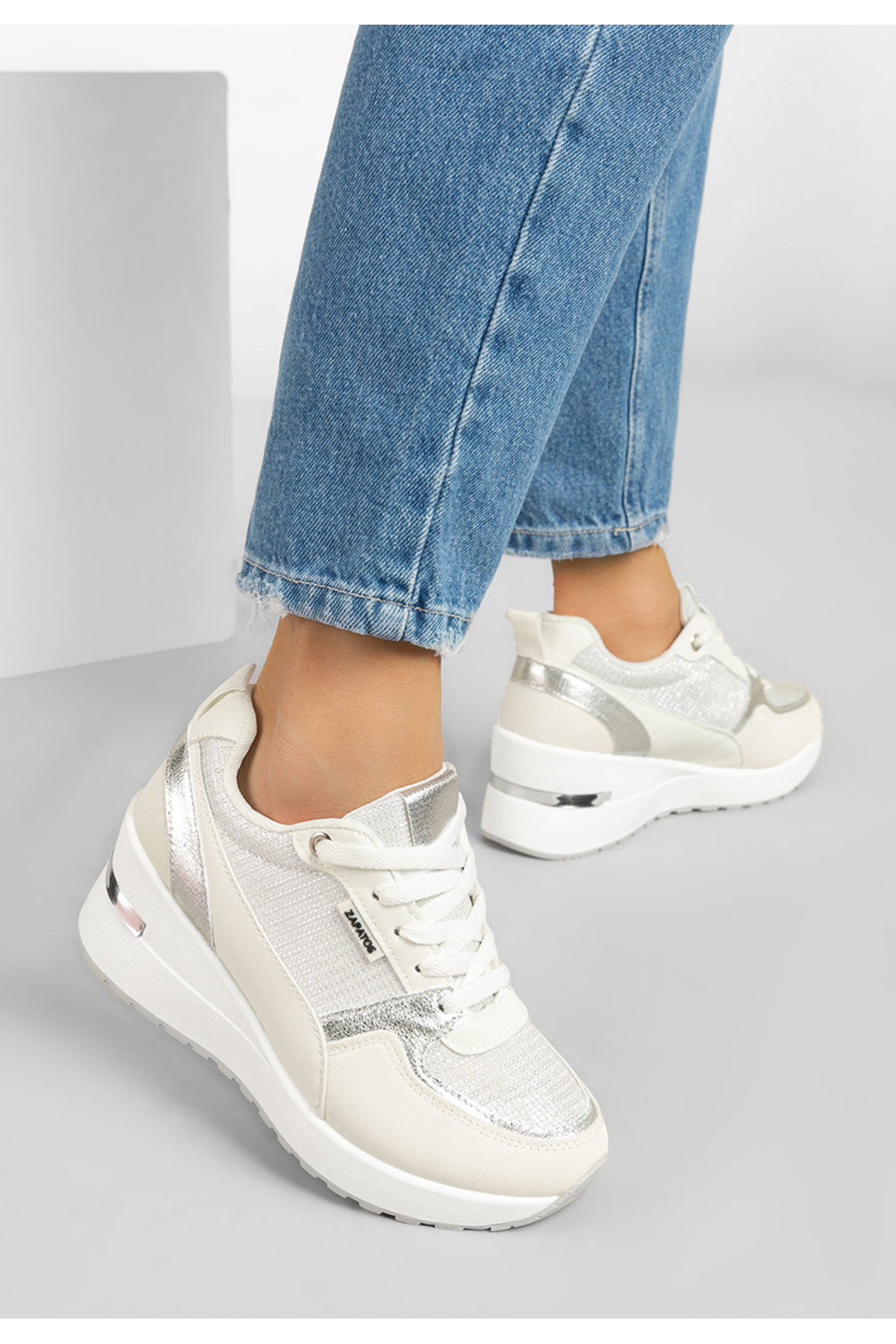 B T Shoes Sneakers Cu Platforma Zaneta Albi Femeie - 37