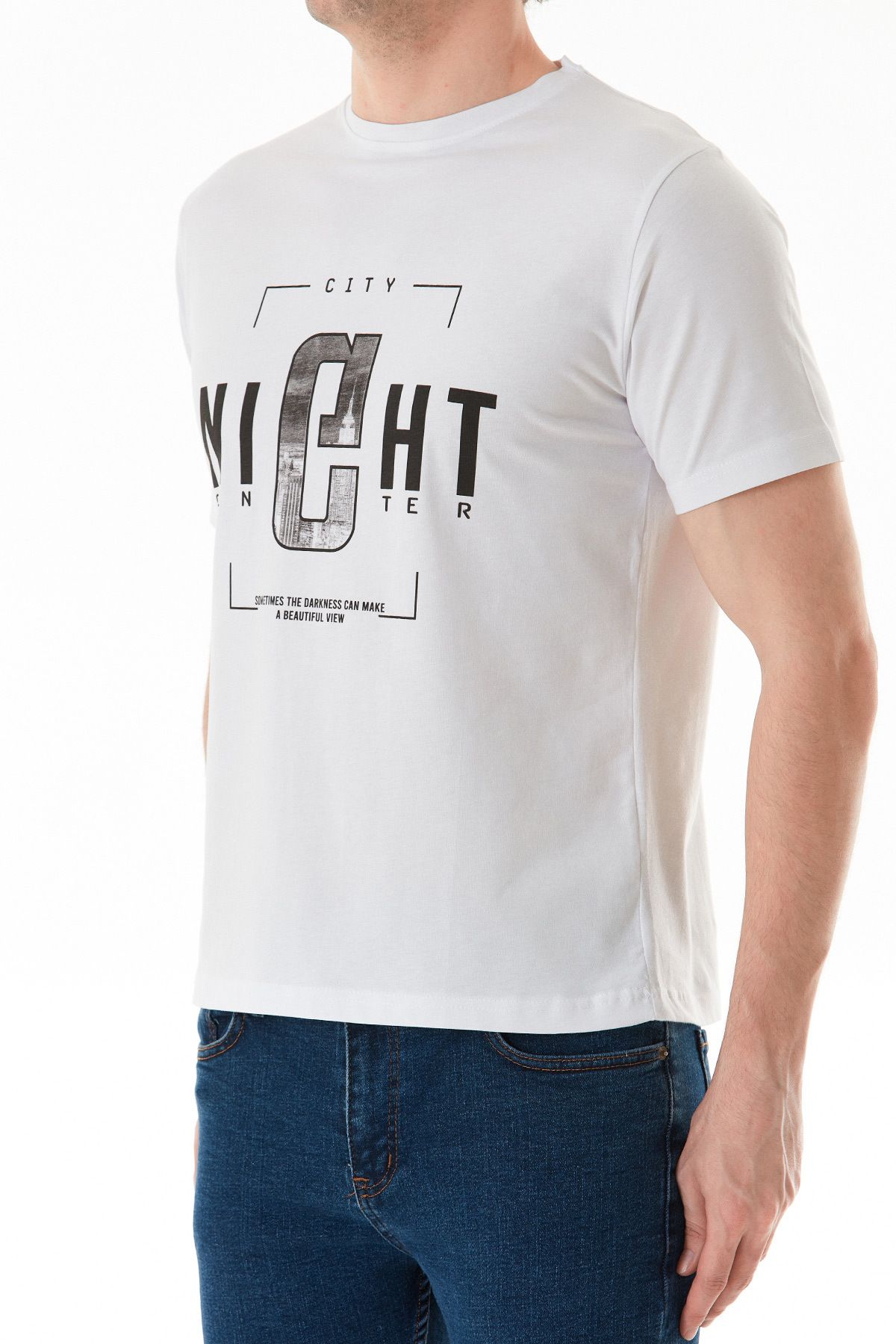 Fulla Moda-Tricou cu decolteu cu imprimeu cu text de noapte 5