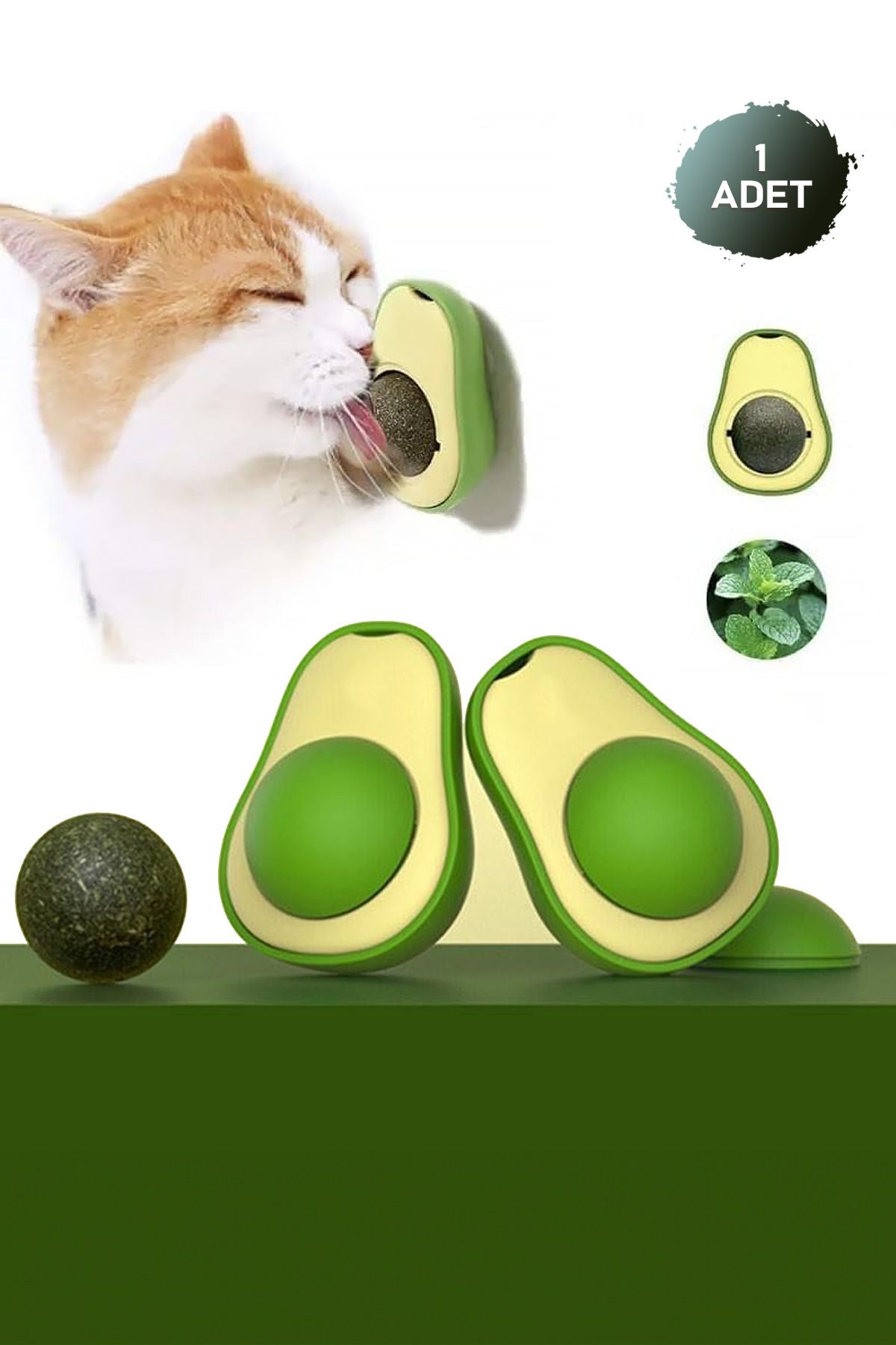 Soillium-Natural & Edible Catnip Herb Avocado Cat Grass Special Adhesive 360 °   Rotating Catnip Licking Ball 7