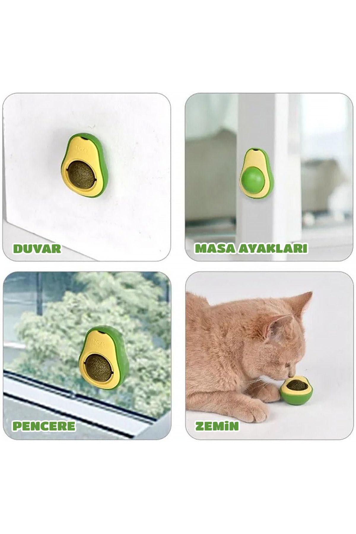 Soillium-Natural & Edible Catnip Herb Avocado Cat Grass Special Adhesive 360 °   Rotating Catnip Licking Ball 5