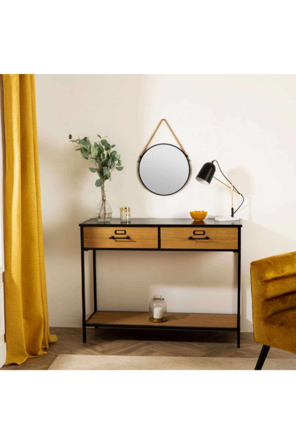 Atmosphera-Baris 2-Drawer Rectangular Console Table 84.5 x 38 x 112 cm 4